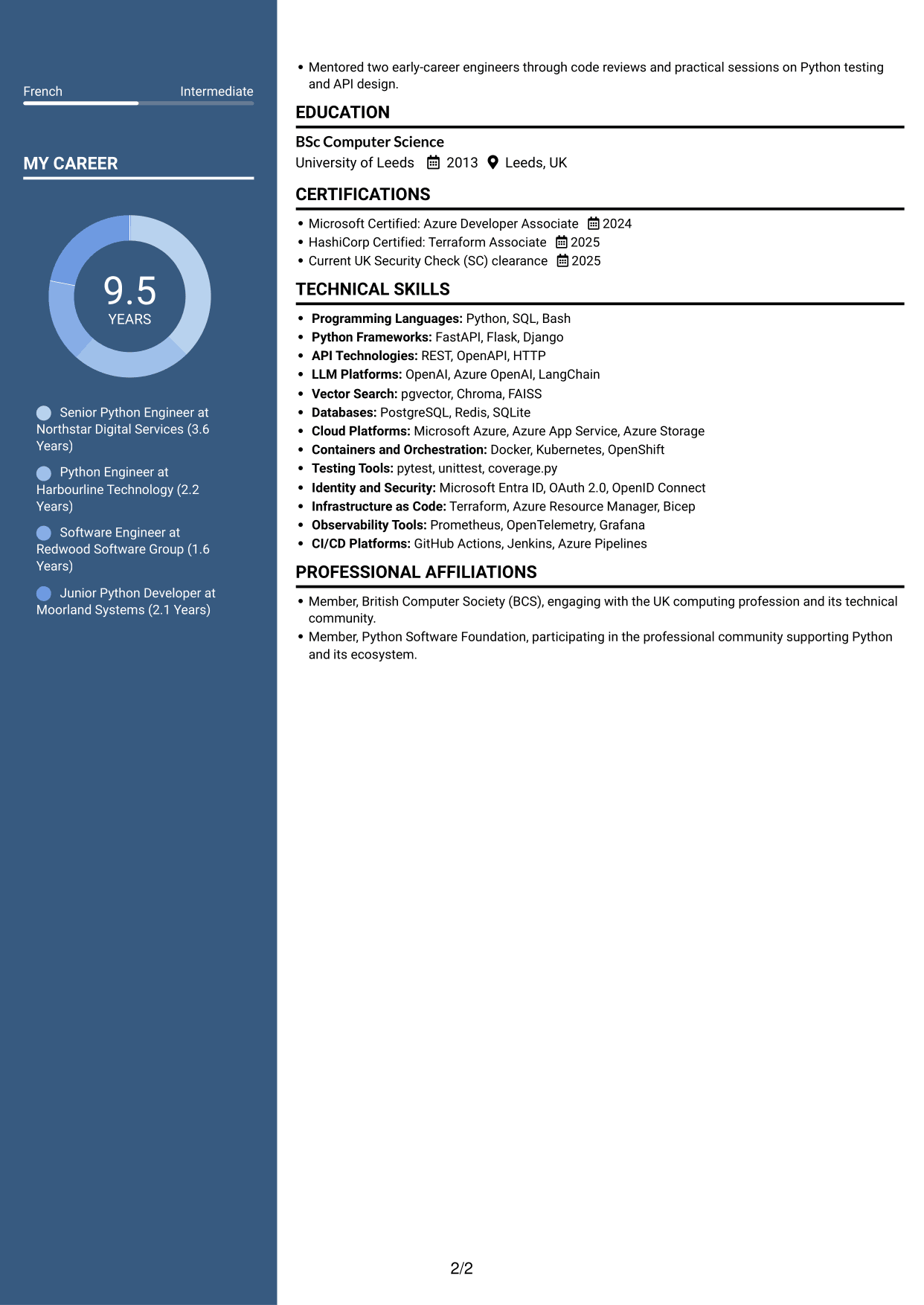 CV example — page 2