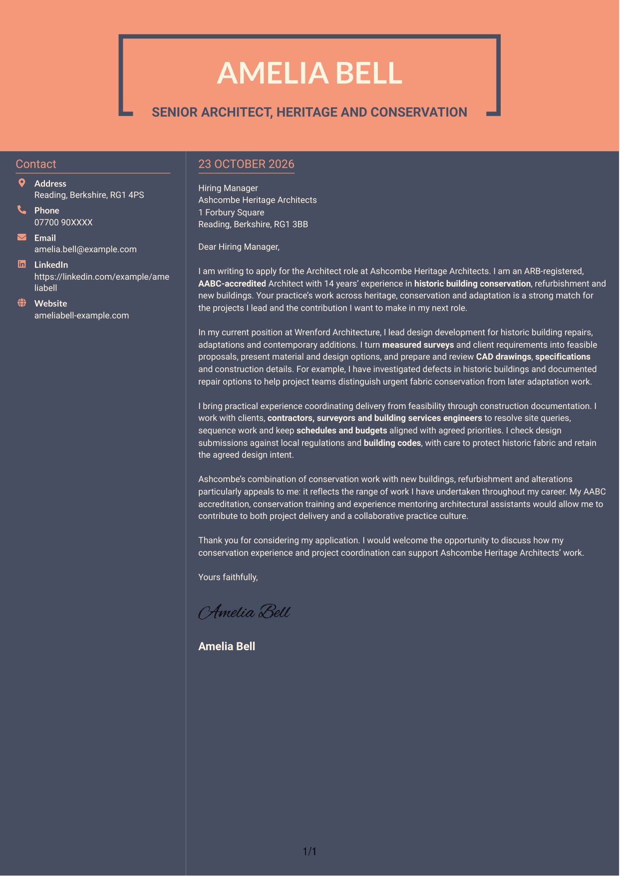 Cover letter example — page 1