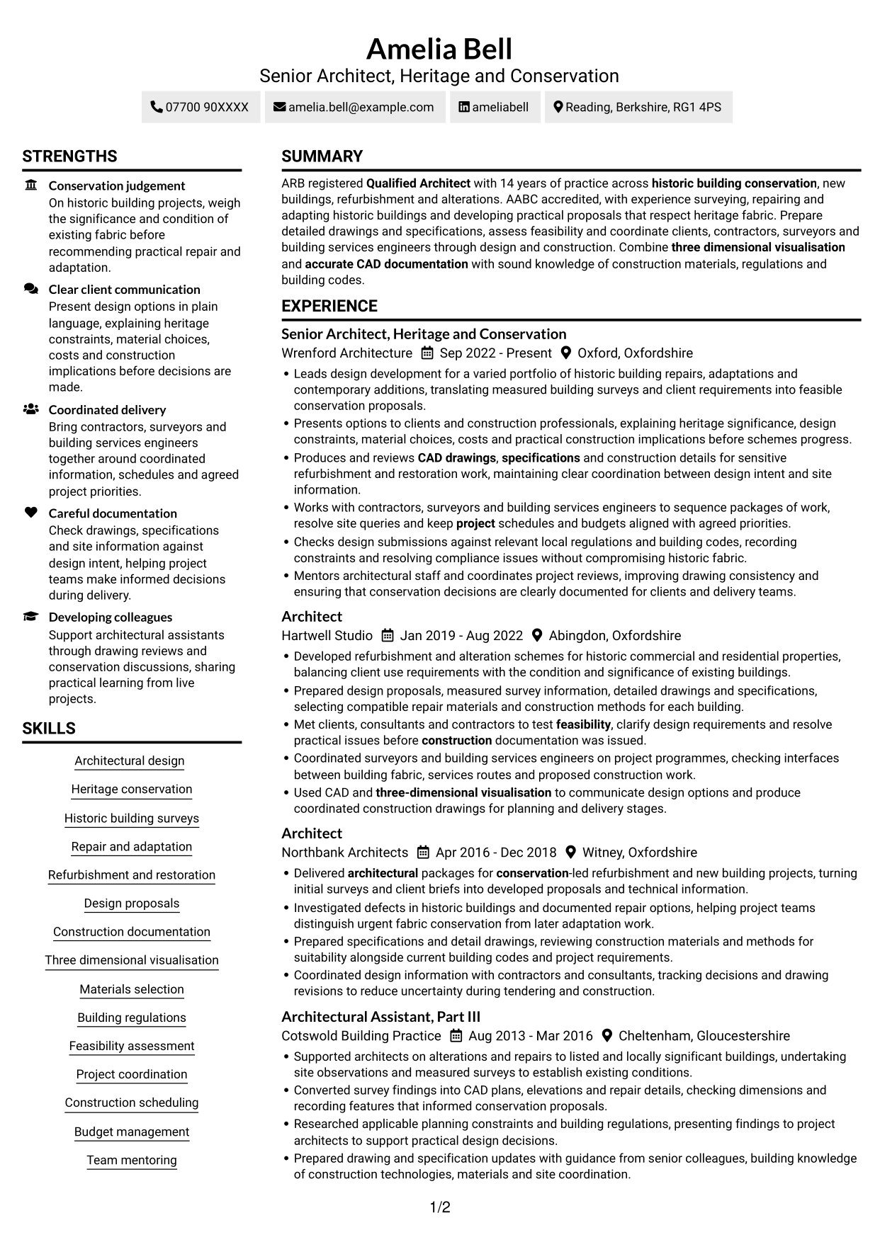 CV example — page 1