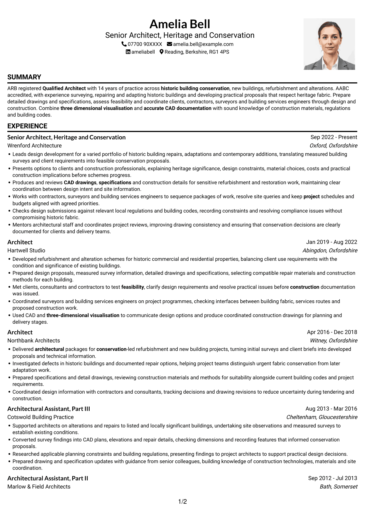 CV example — page 1