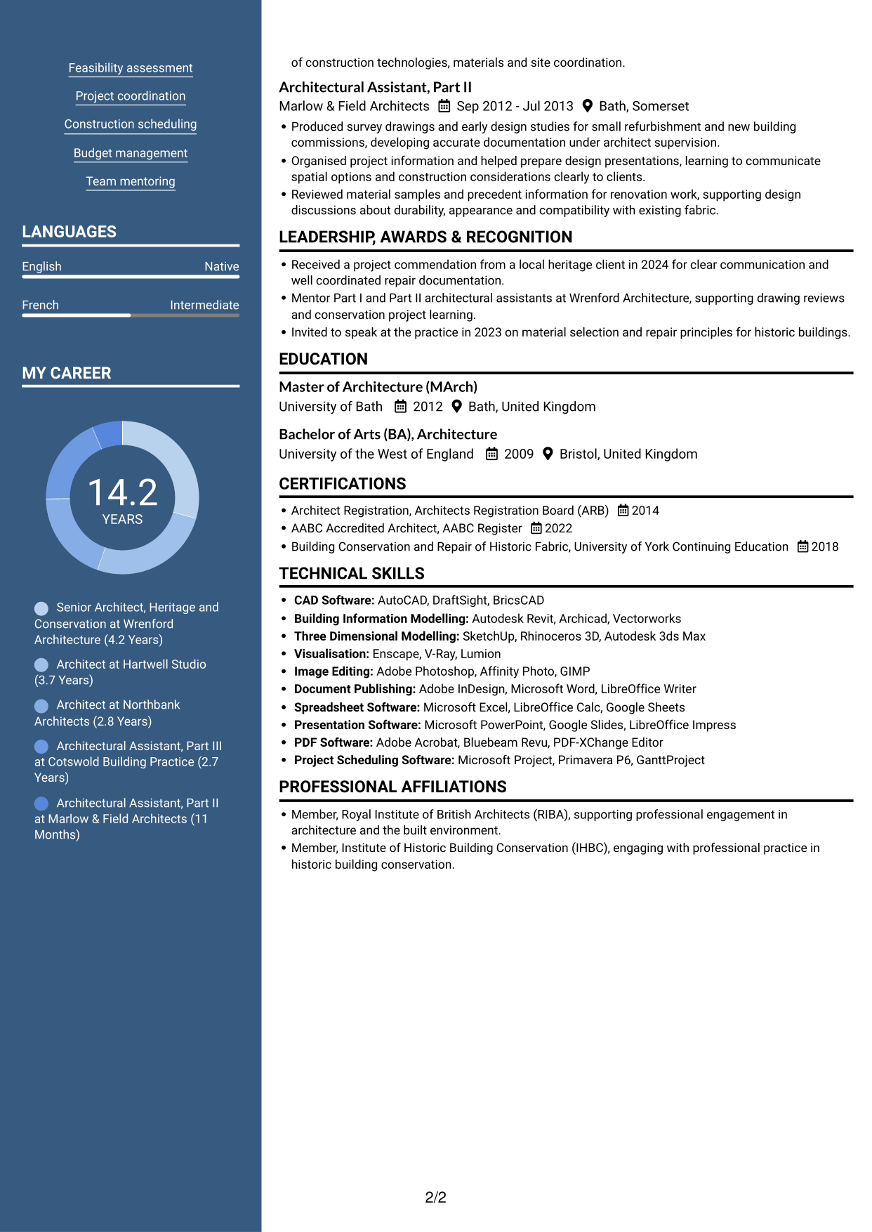 CV example — page 2