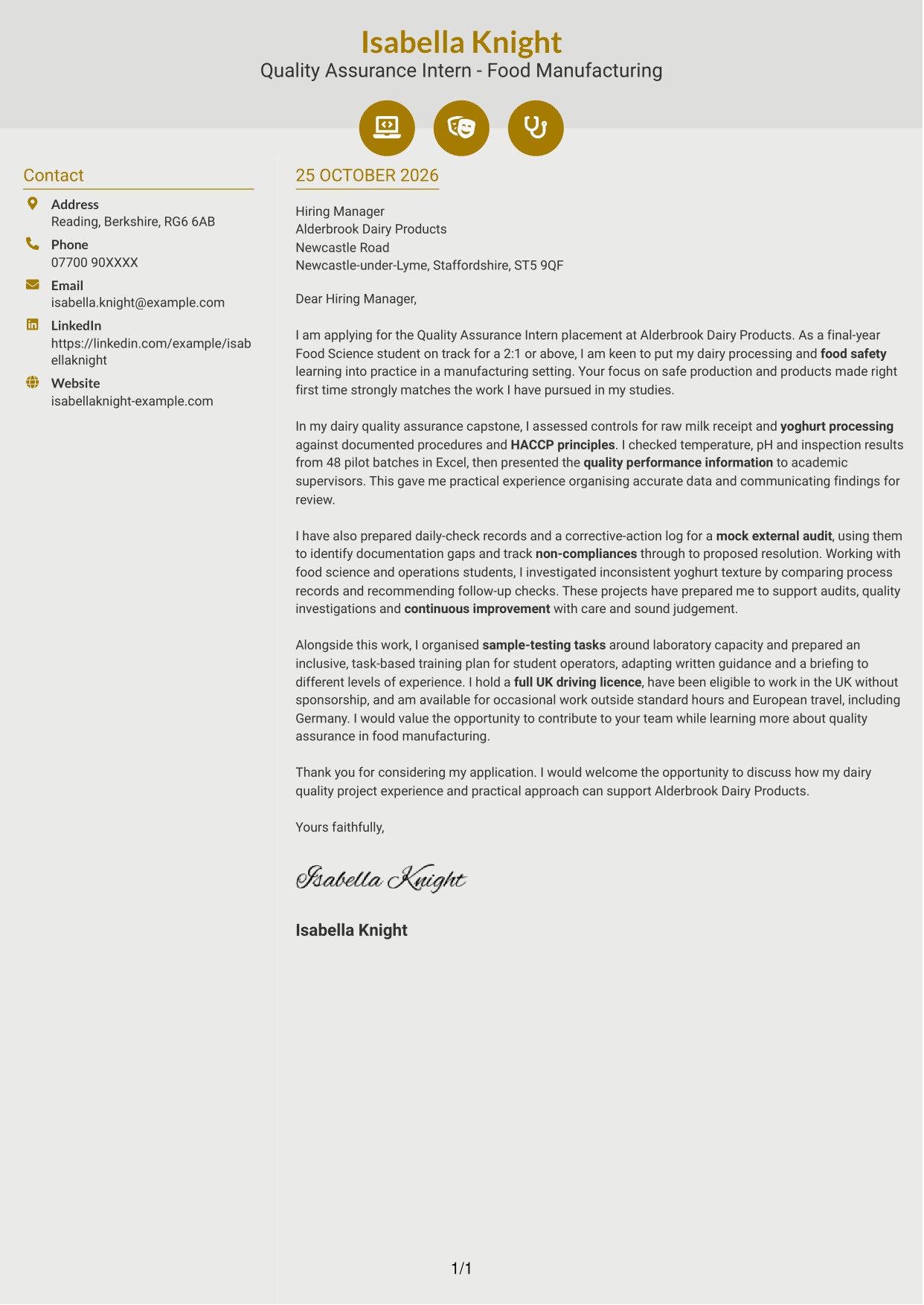 Cover letter example — page 1