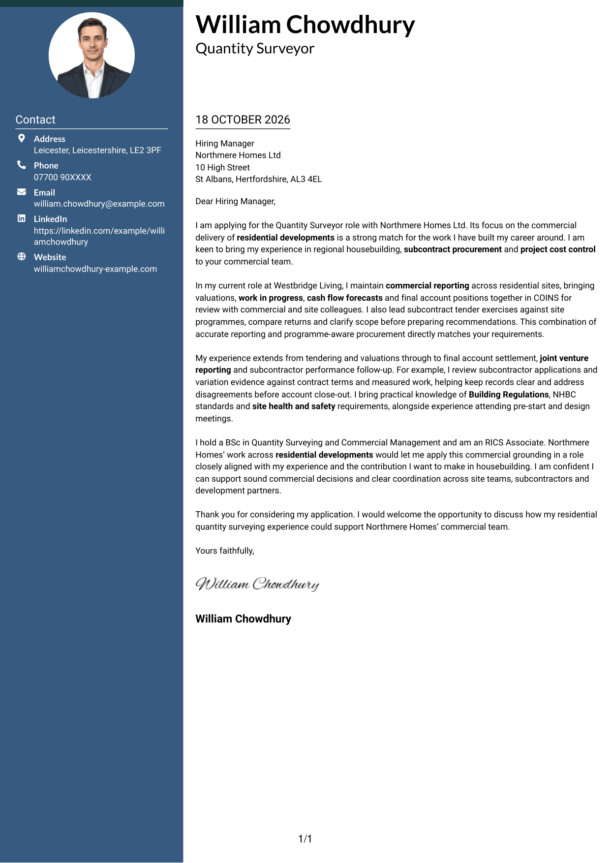 Cover letter example — page 1