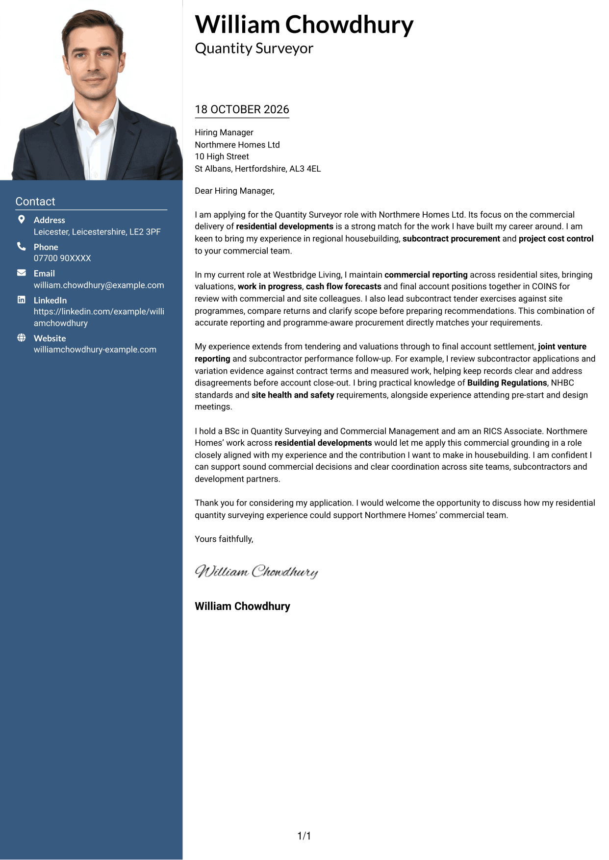 Cover letter example — page 1
