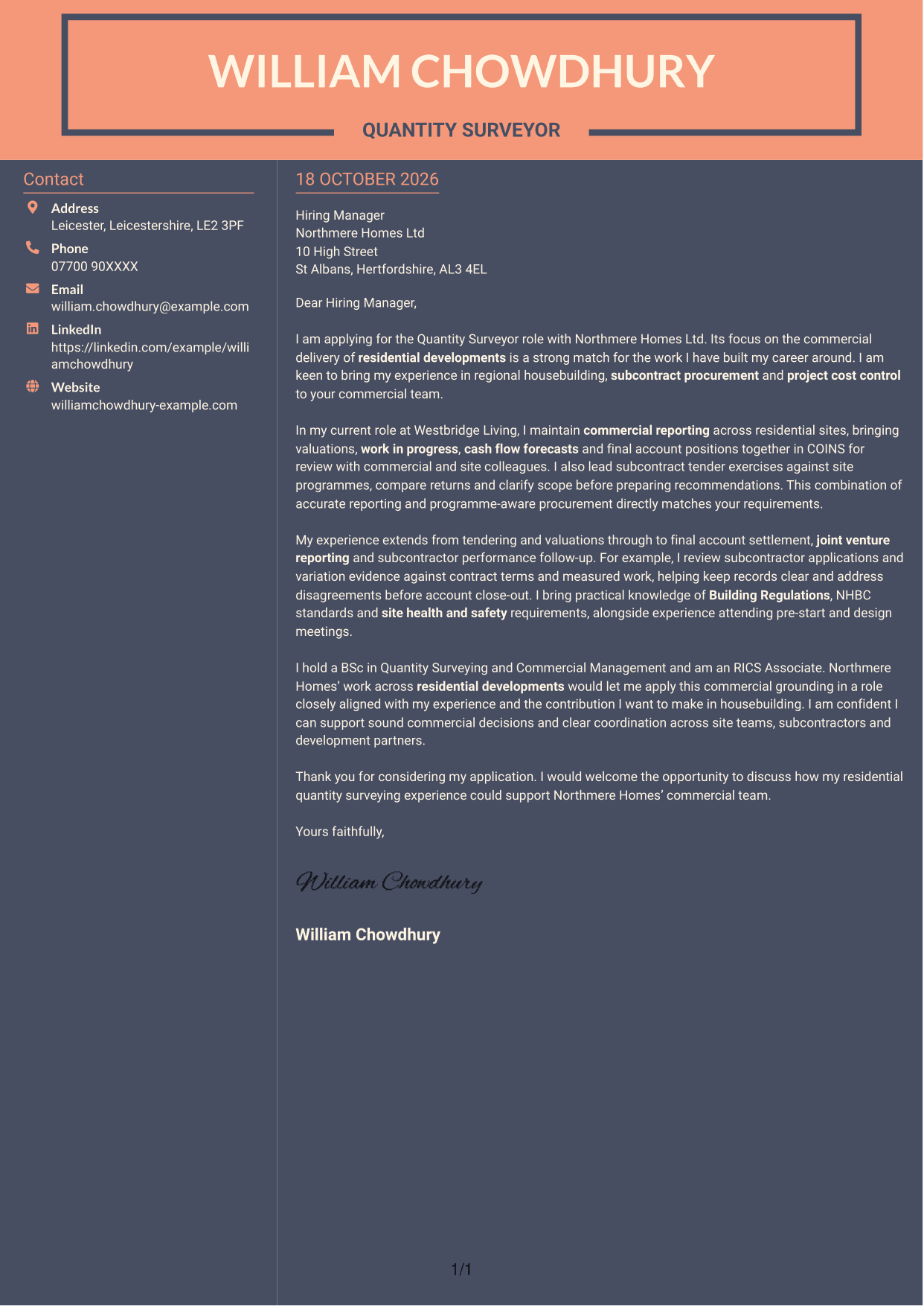 Cover letter example — page 1