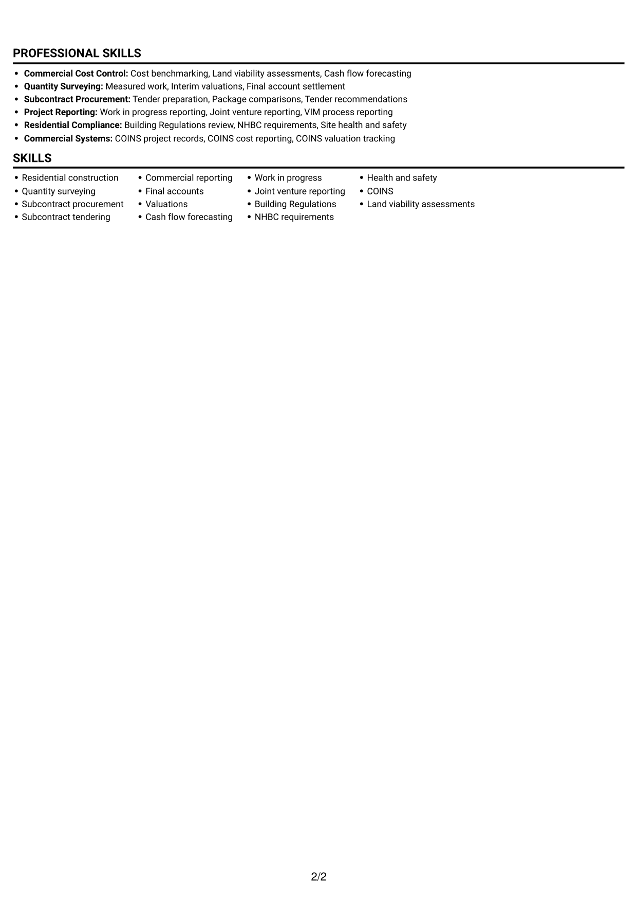 CV example — page 2