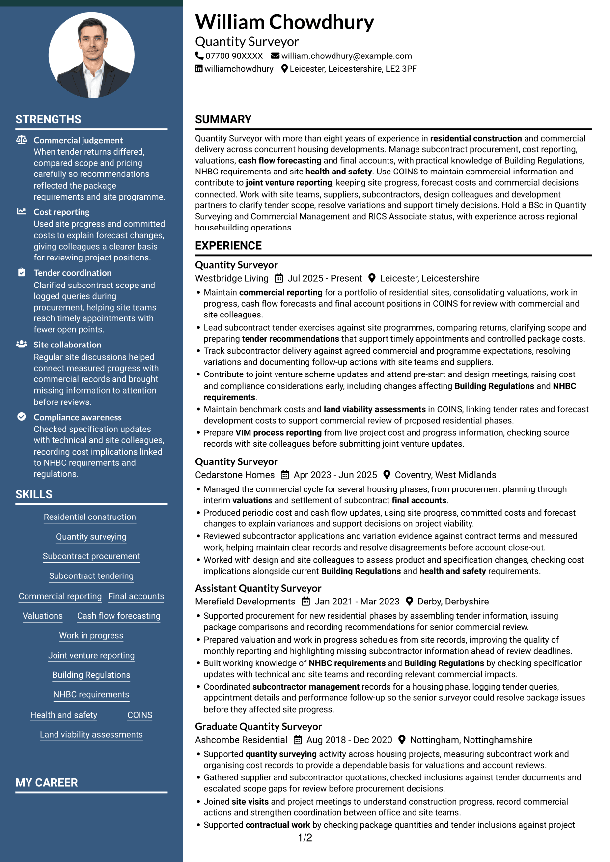 CV example — page 1
