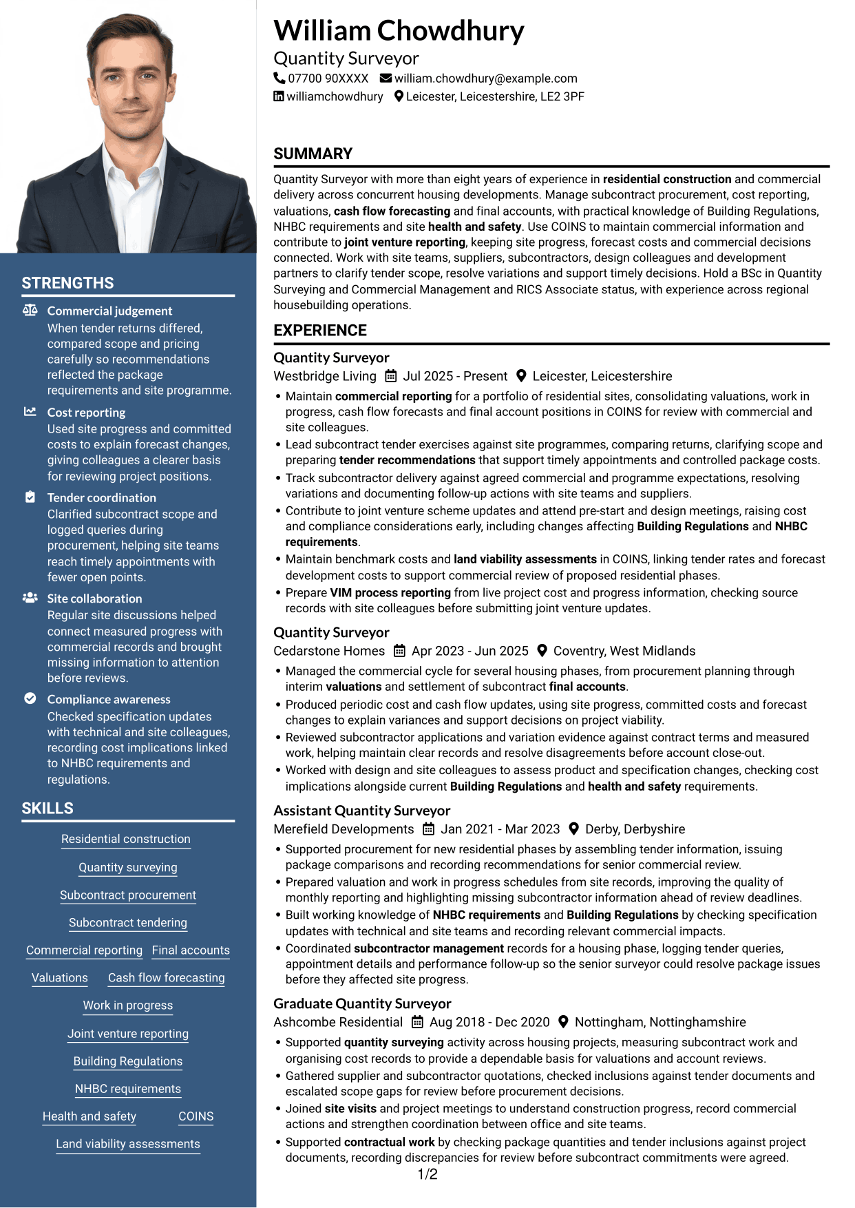 CV example — page 1