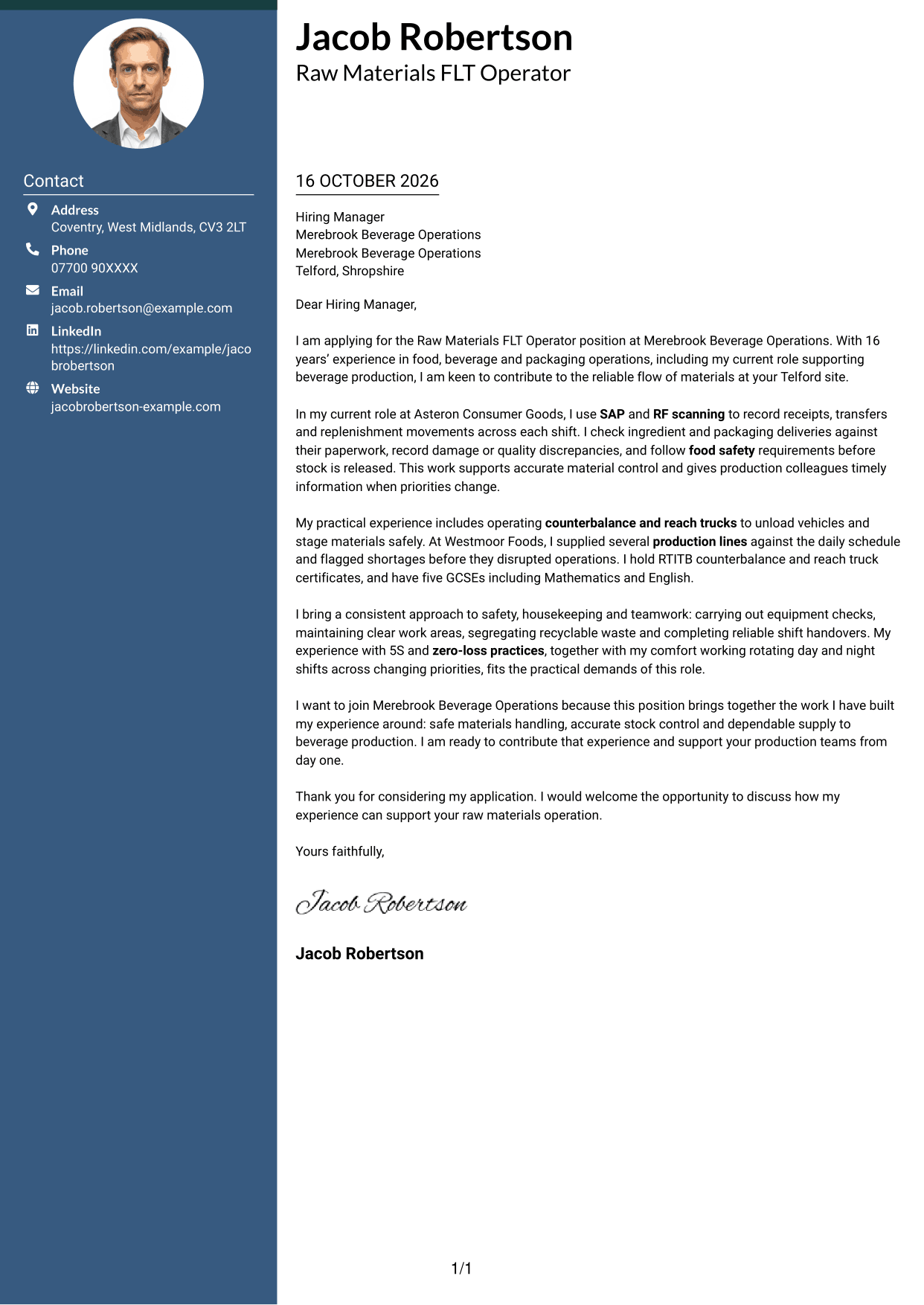 Cover letter example — page 1