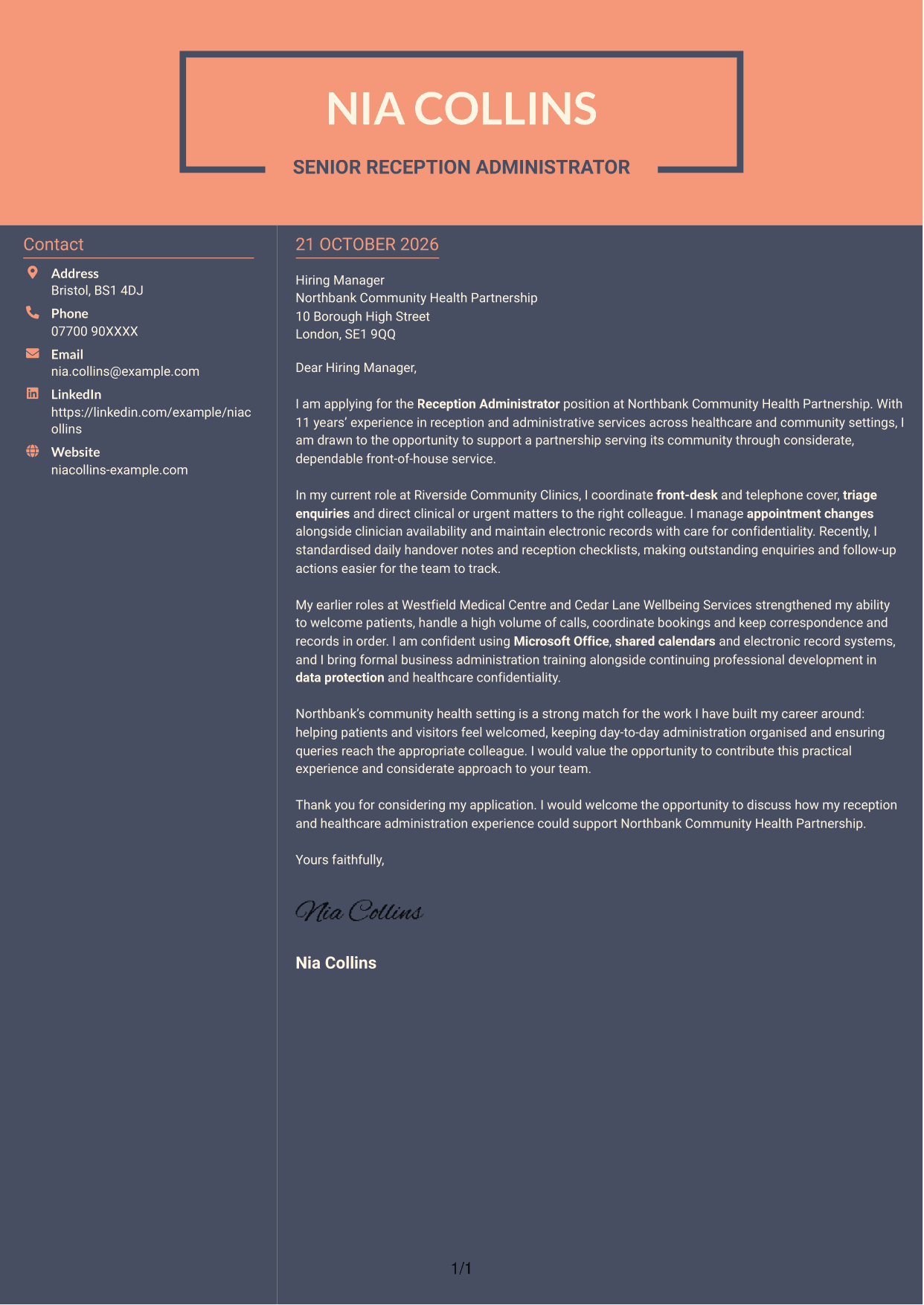 Cover letter example — page 1