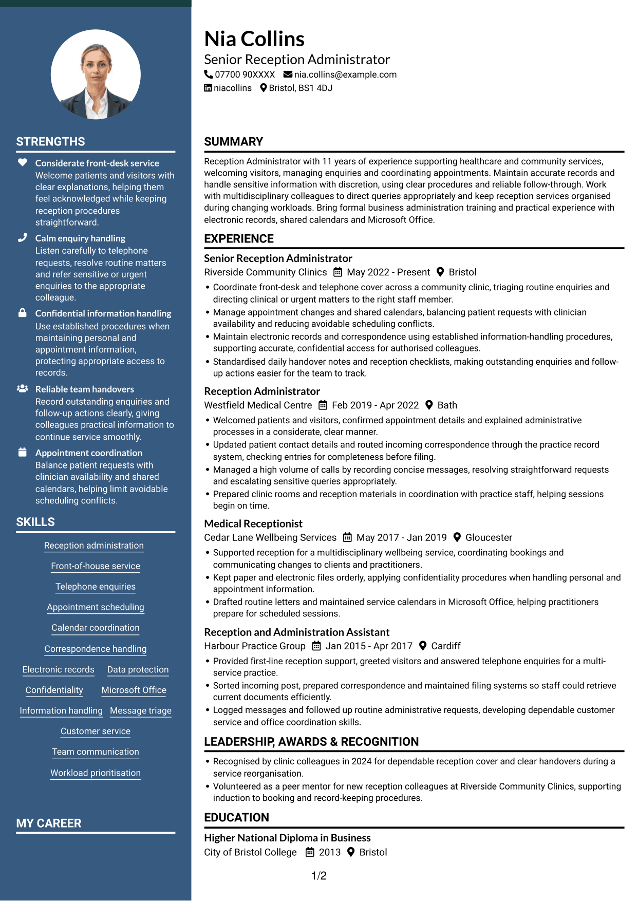 CV example — page 1