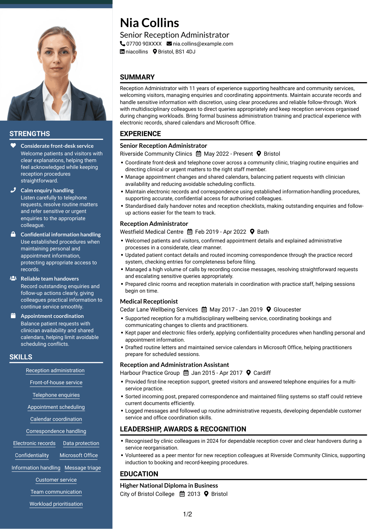 CV example — page 1