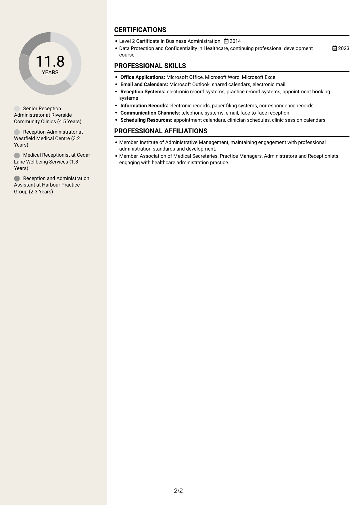 CV example — page 2