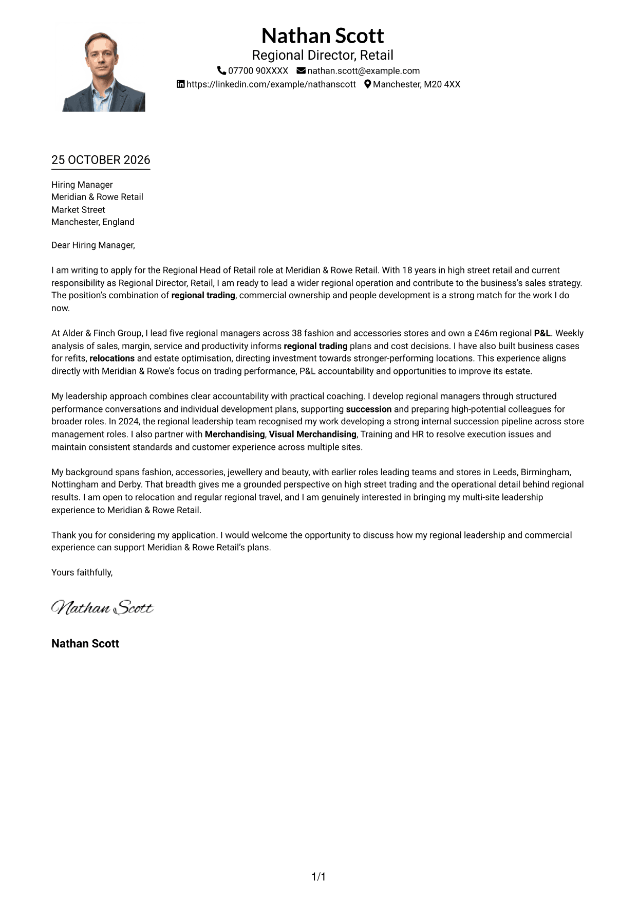 Cover letter example — page 1