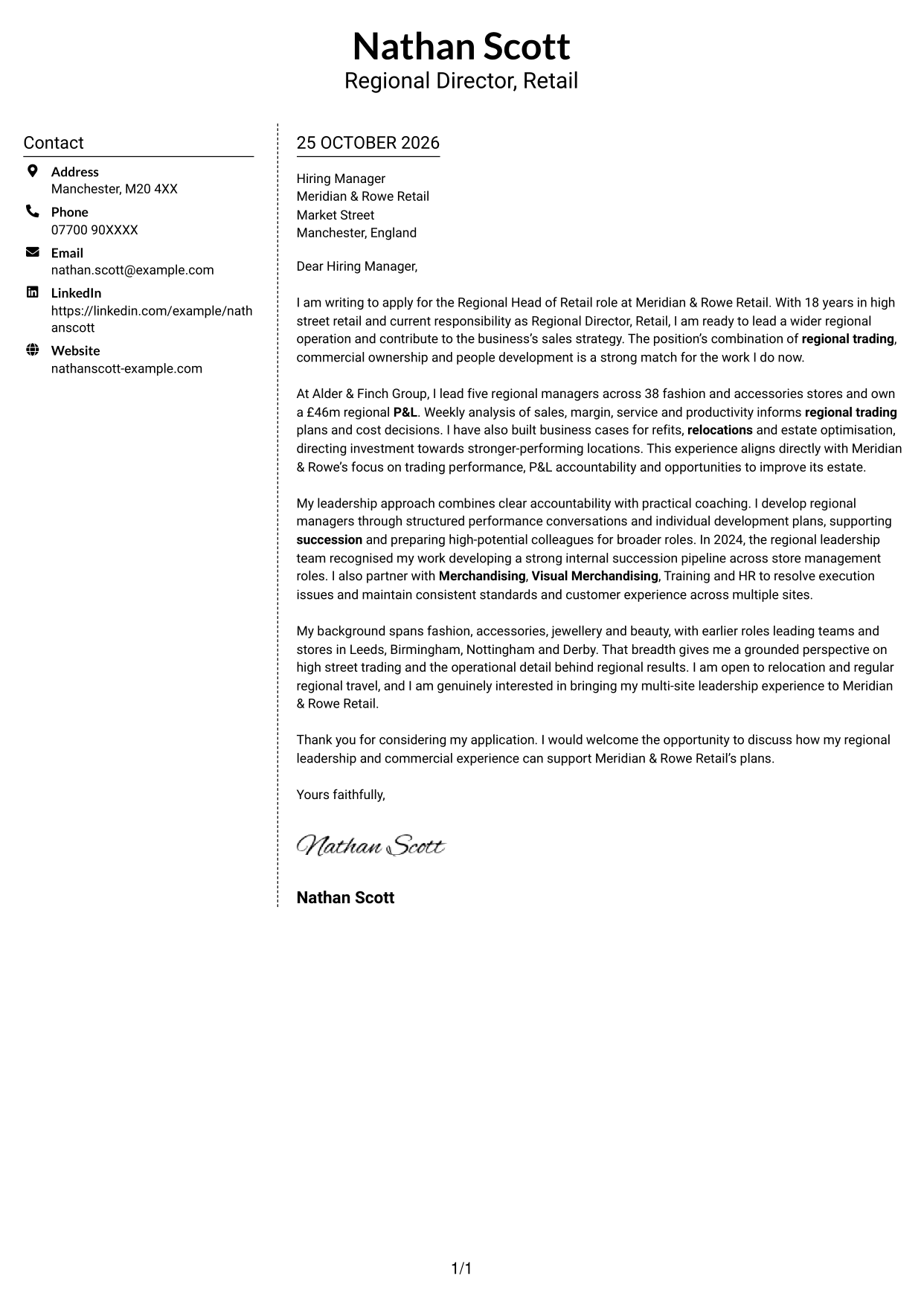 Cover letter example — page 1