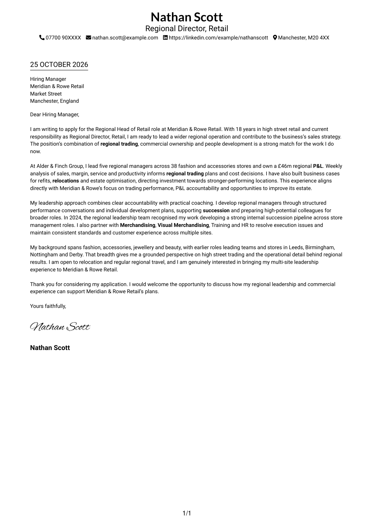 Cover letter example — page 1