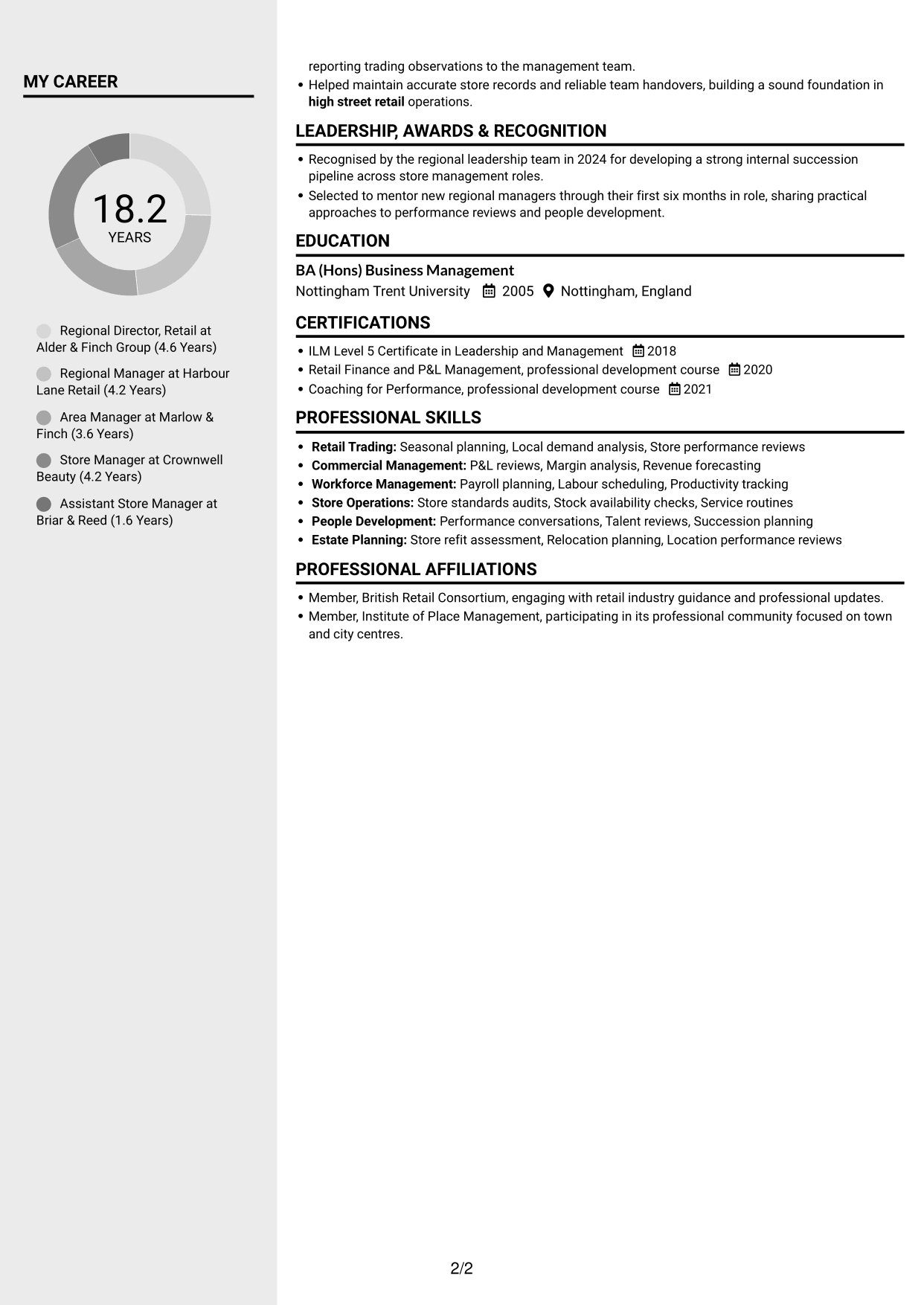 CV example — page 2