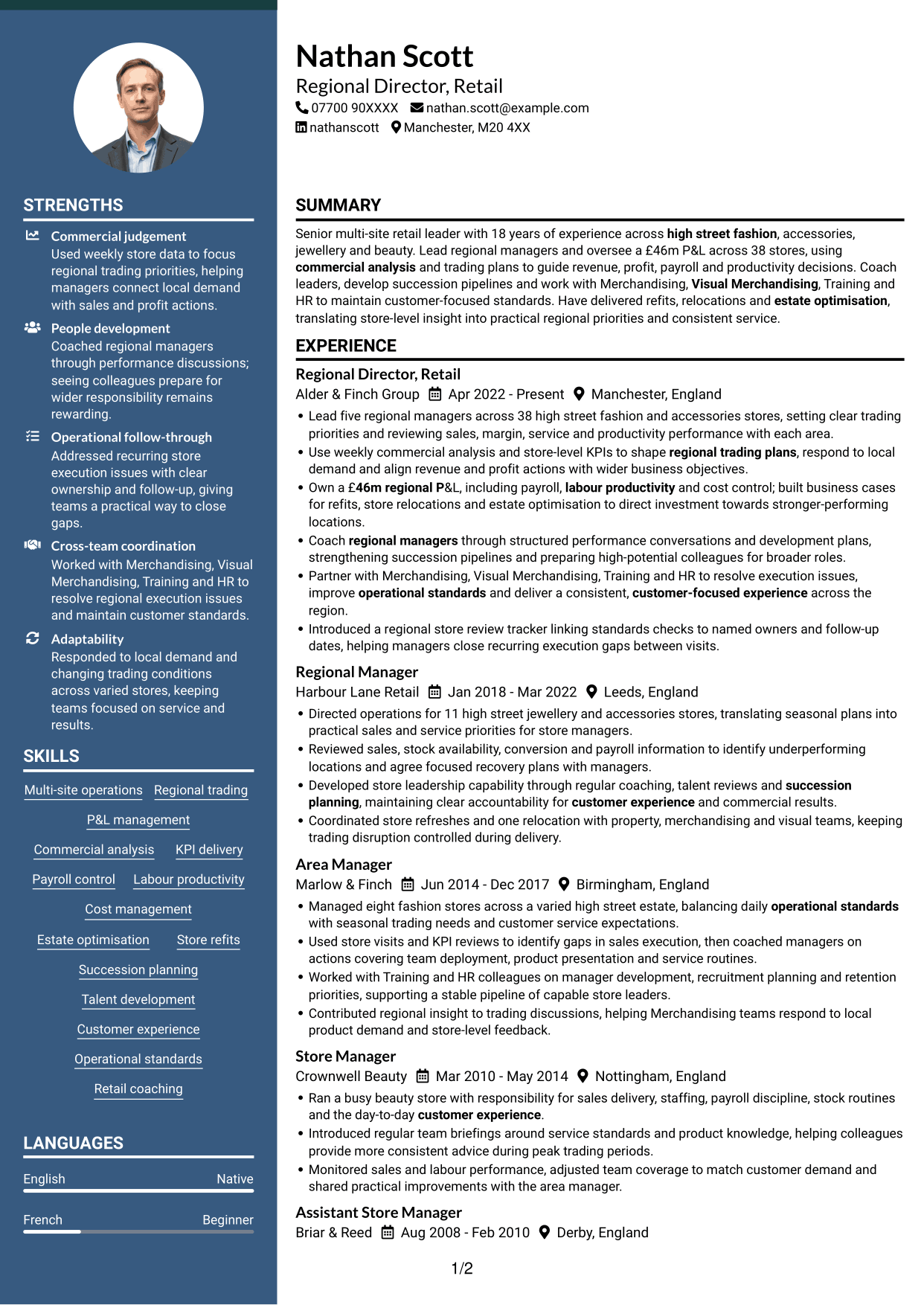 CV example — page 1
