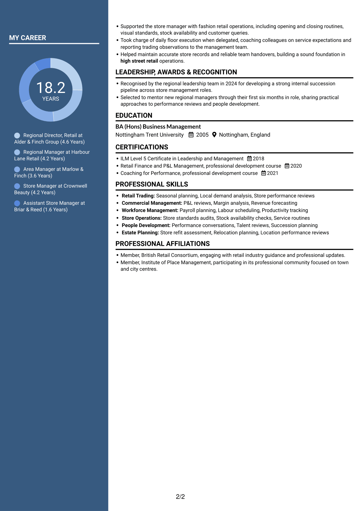 CV example — page 2
