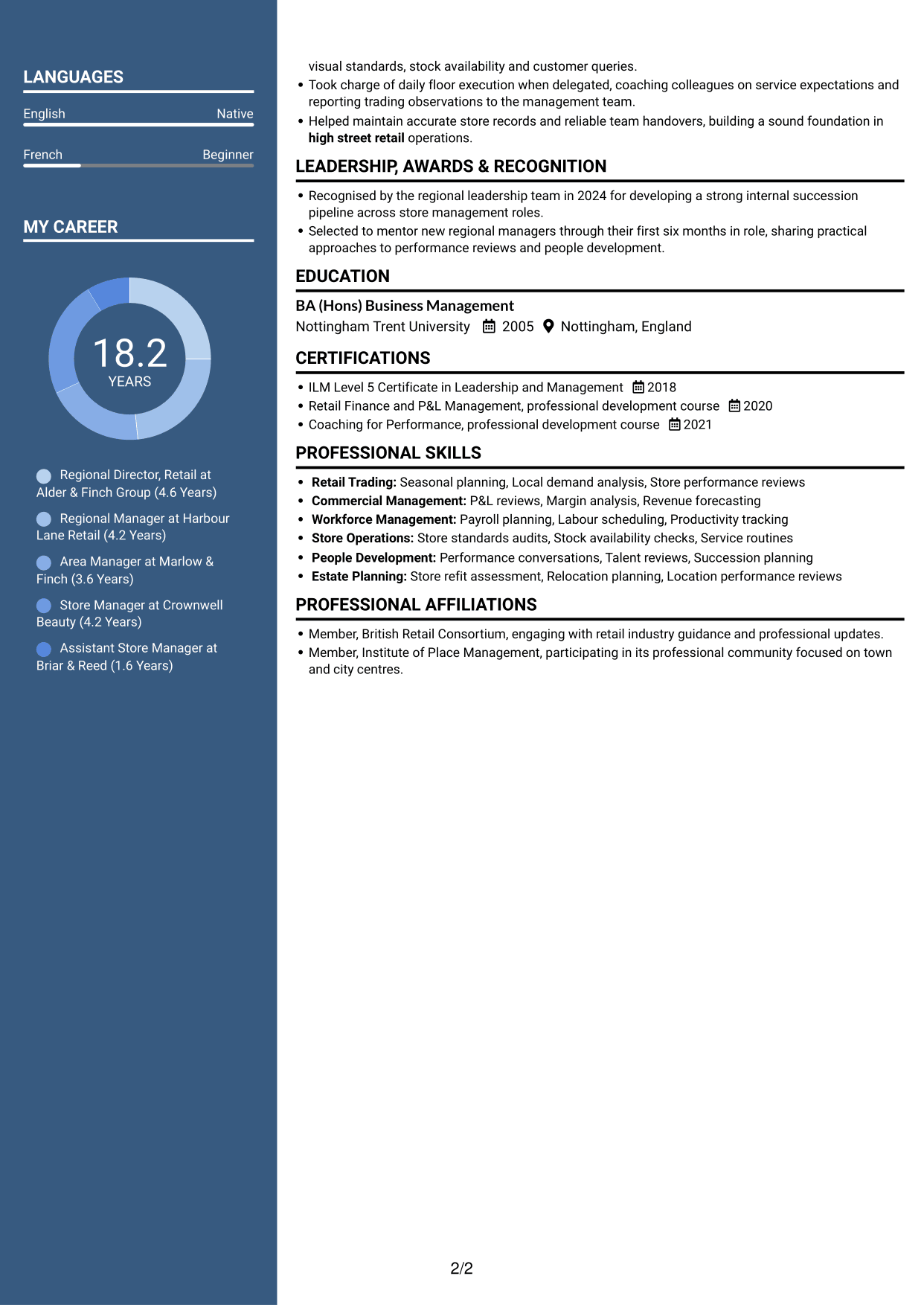 CV example — page 2