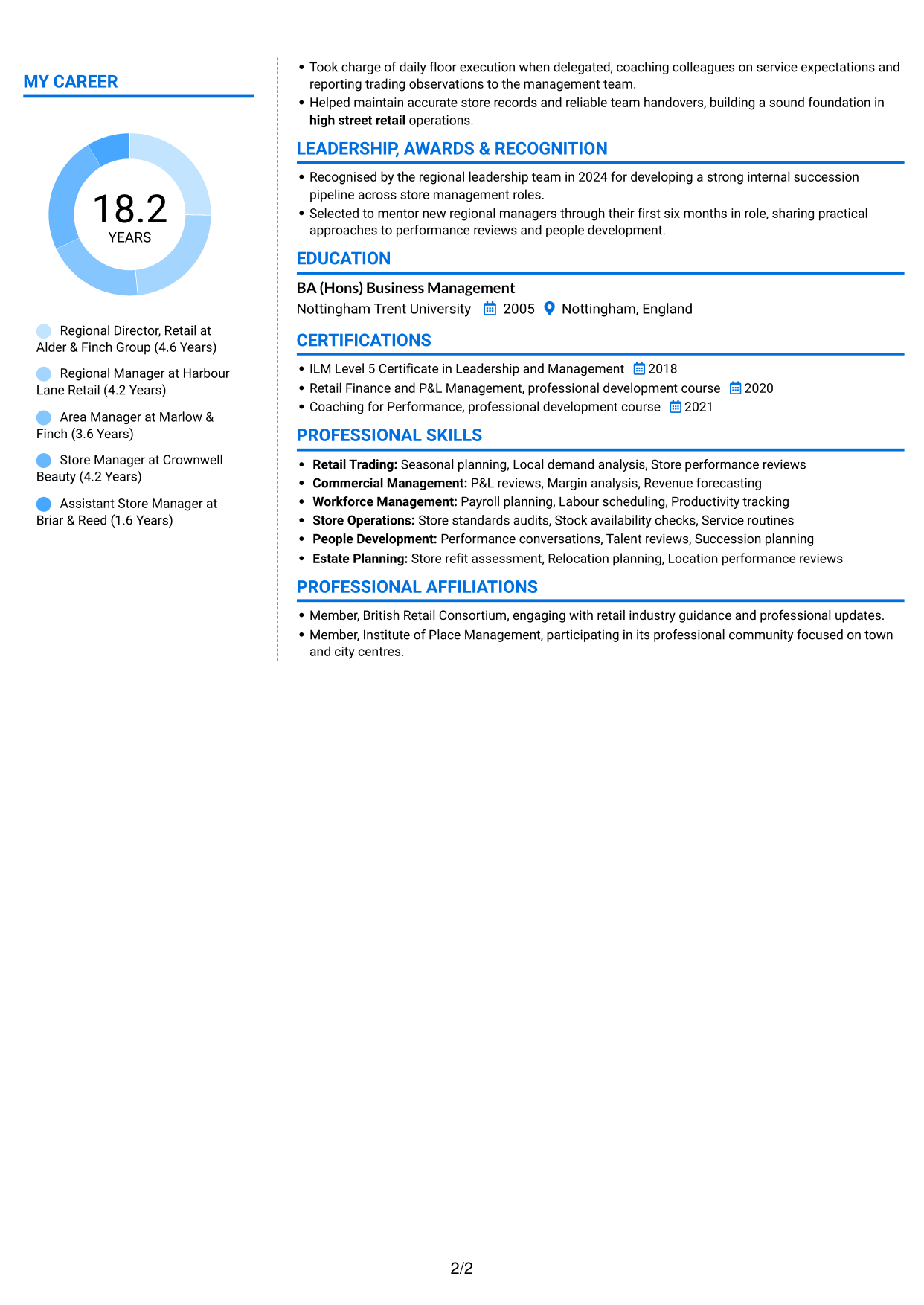 CV example — page 2