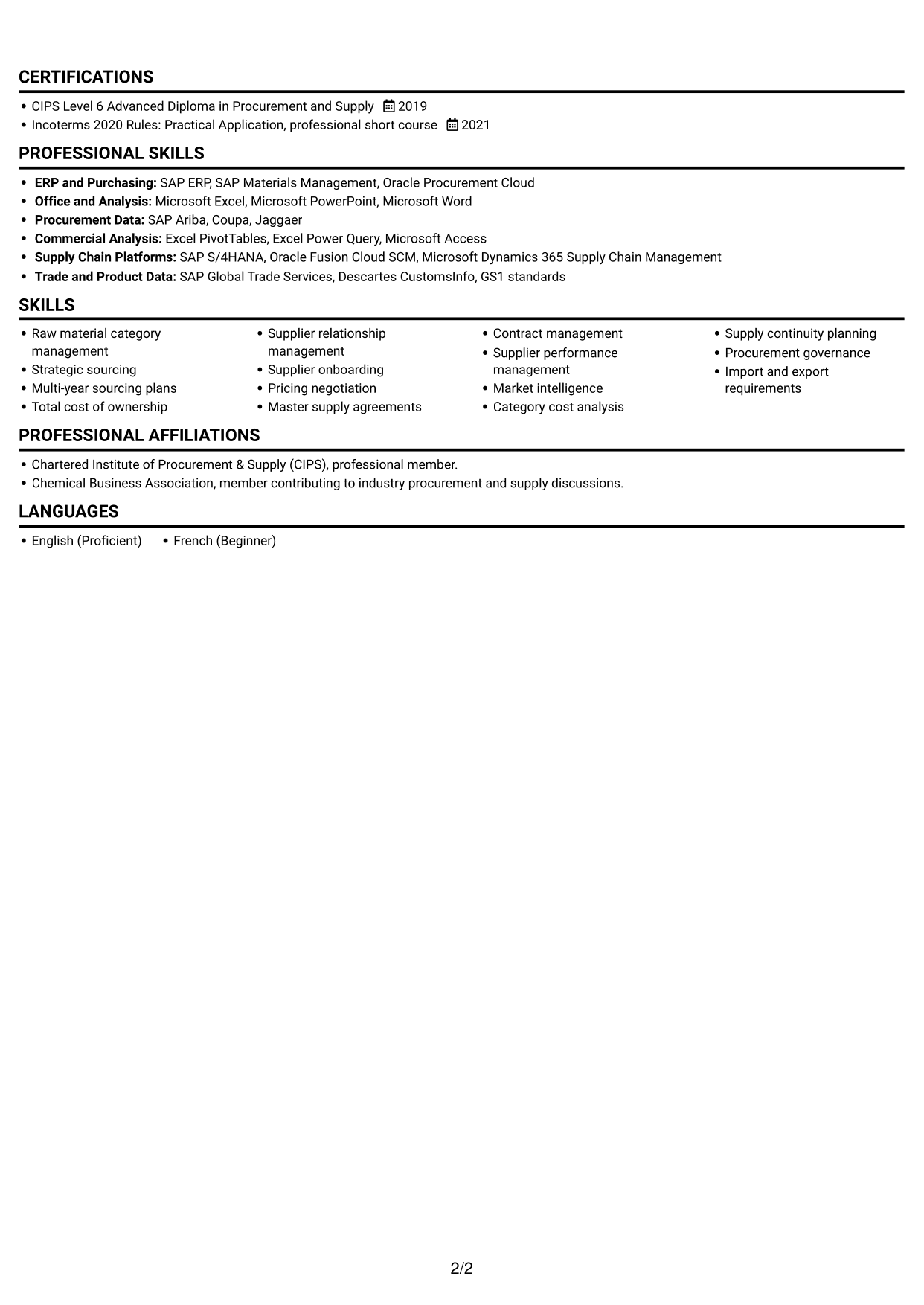 CV example — page 2