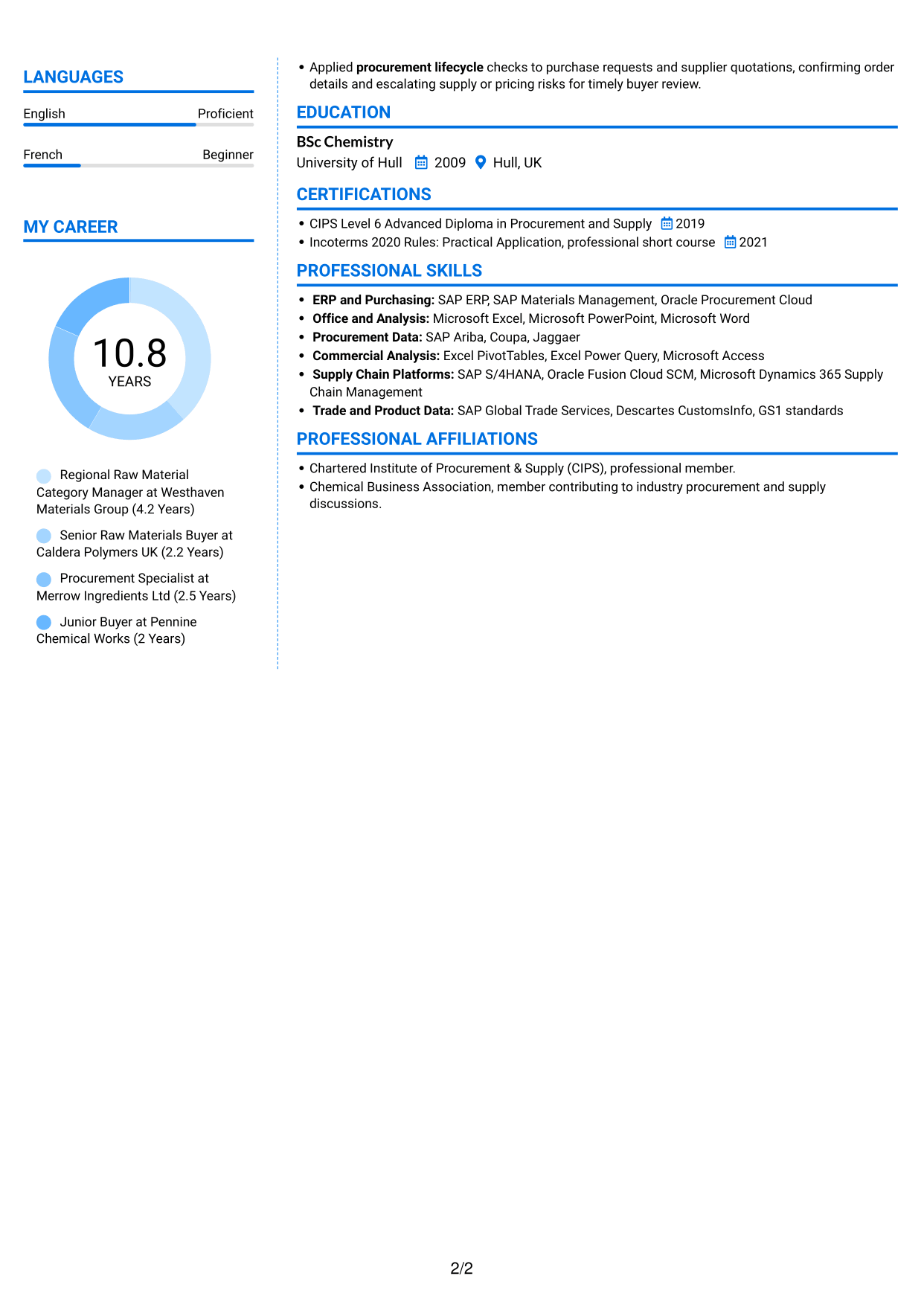 CV example — page 2