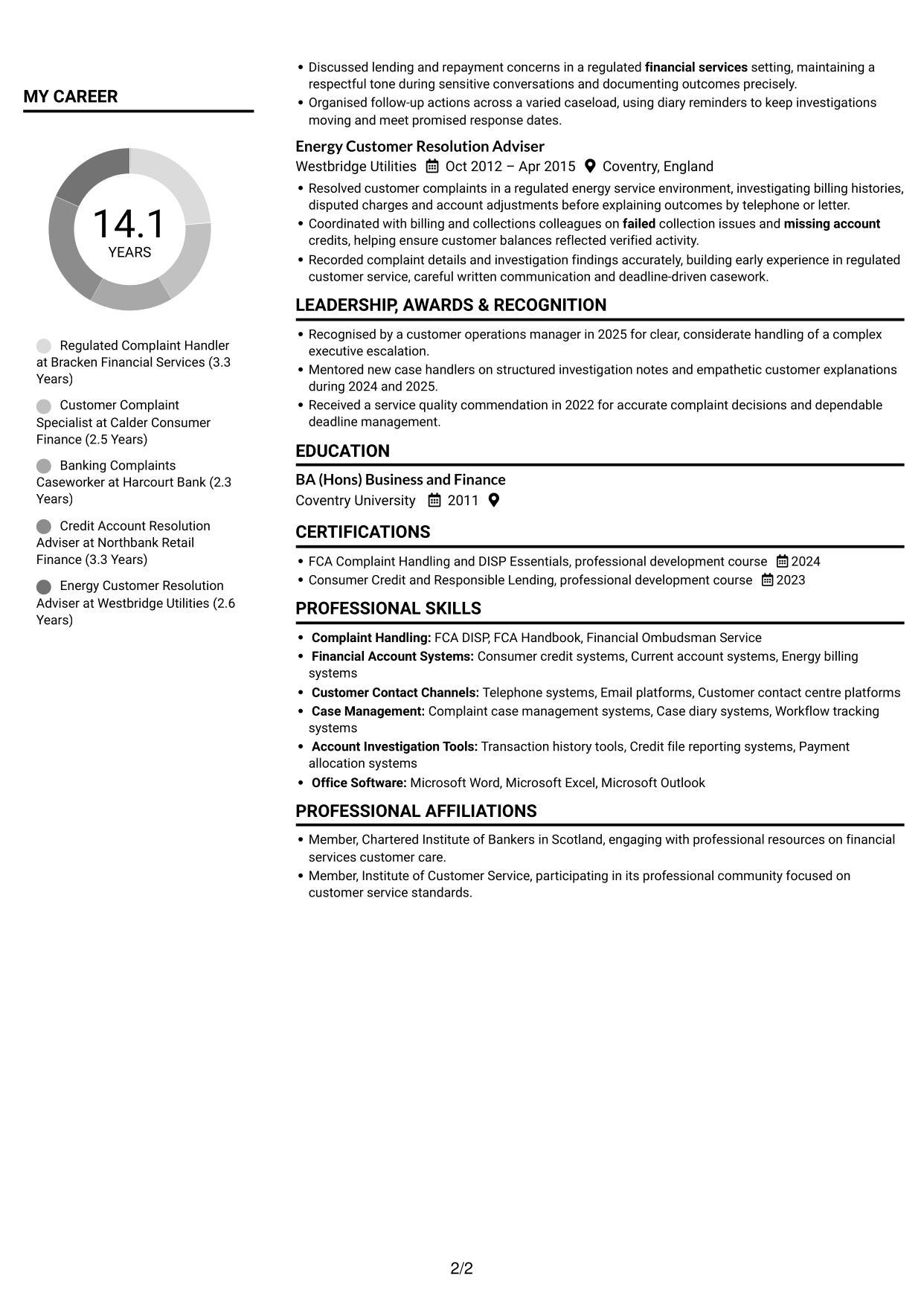 CV example — page 2