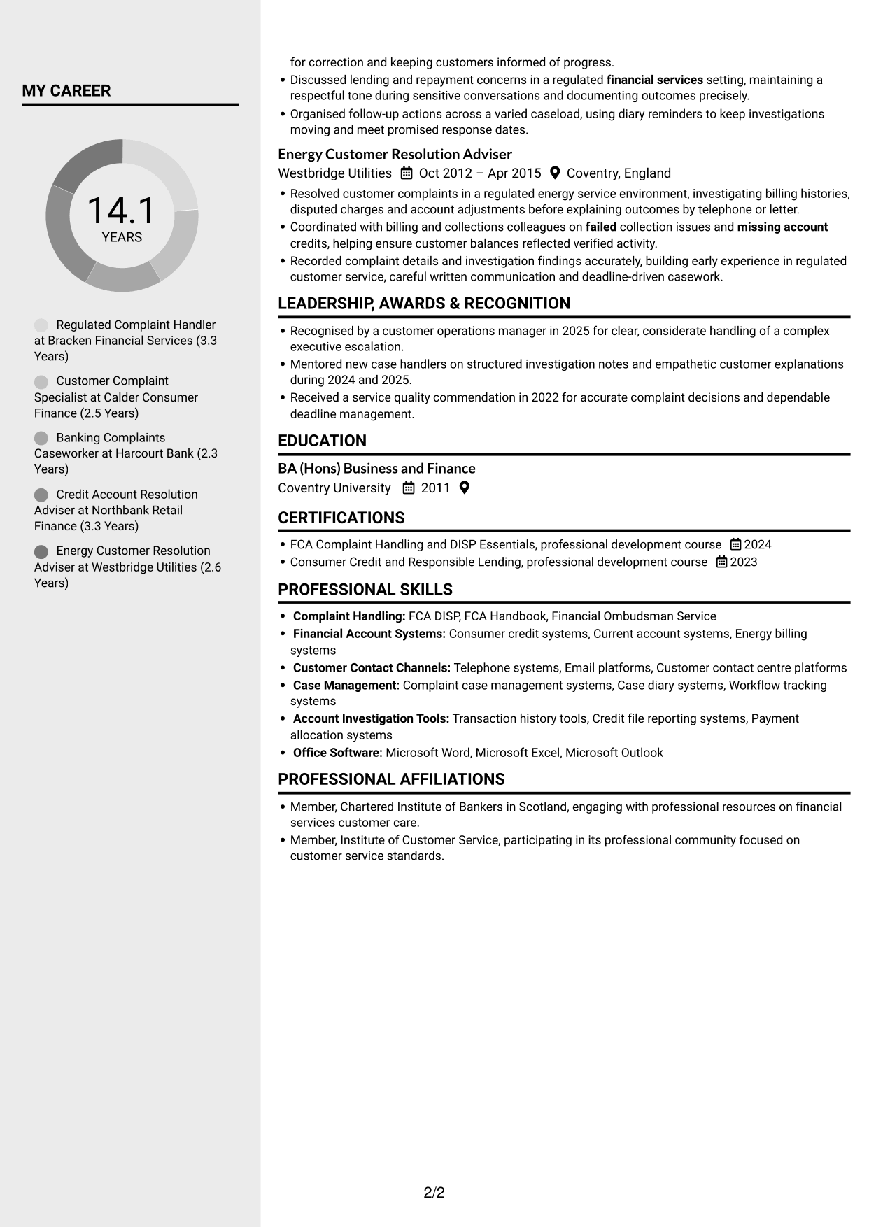 CV example — page 2
