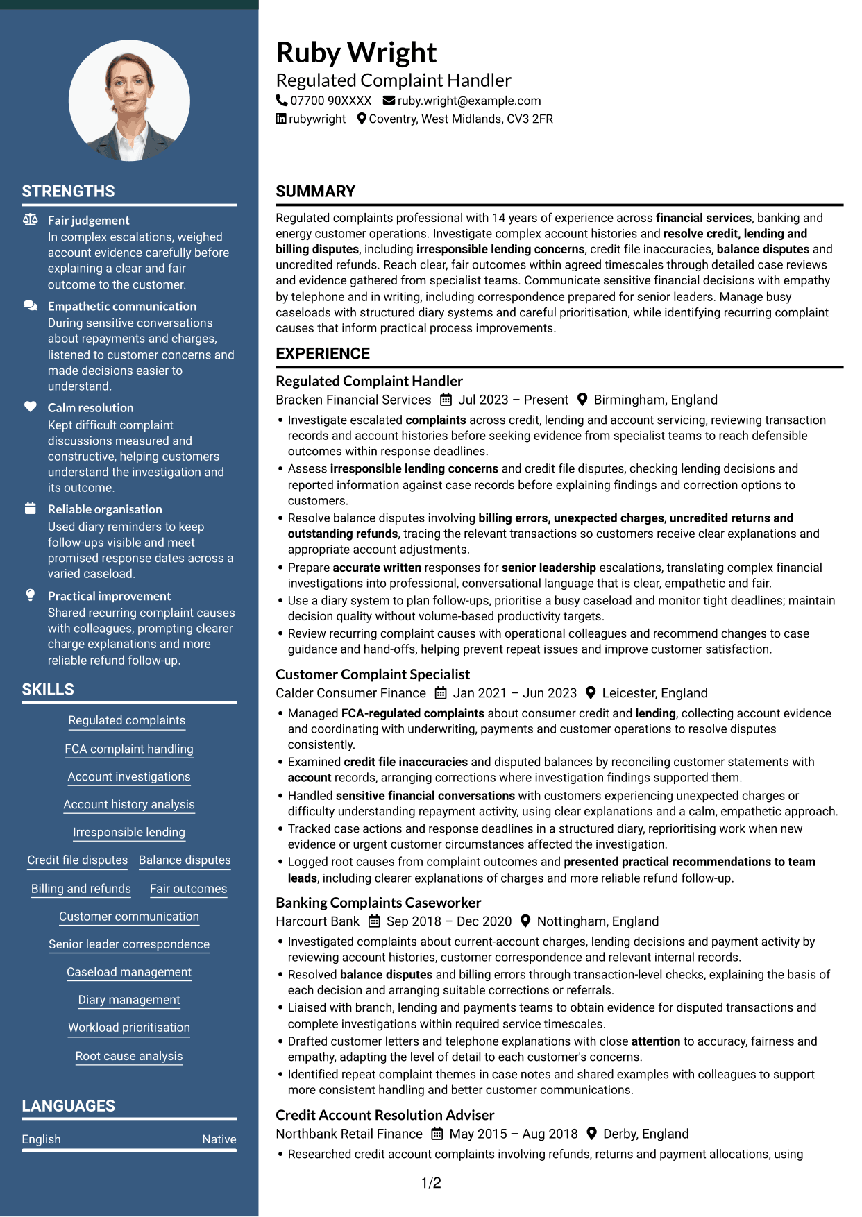 CV example — page 1