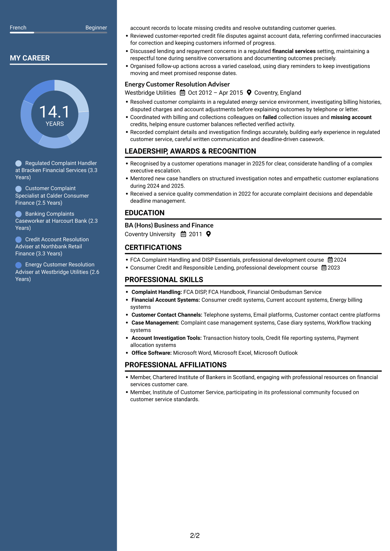 CV example — page 2