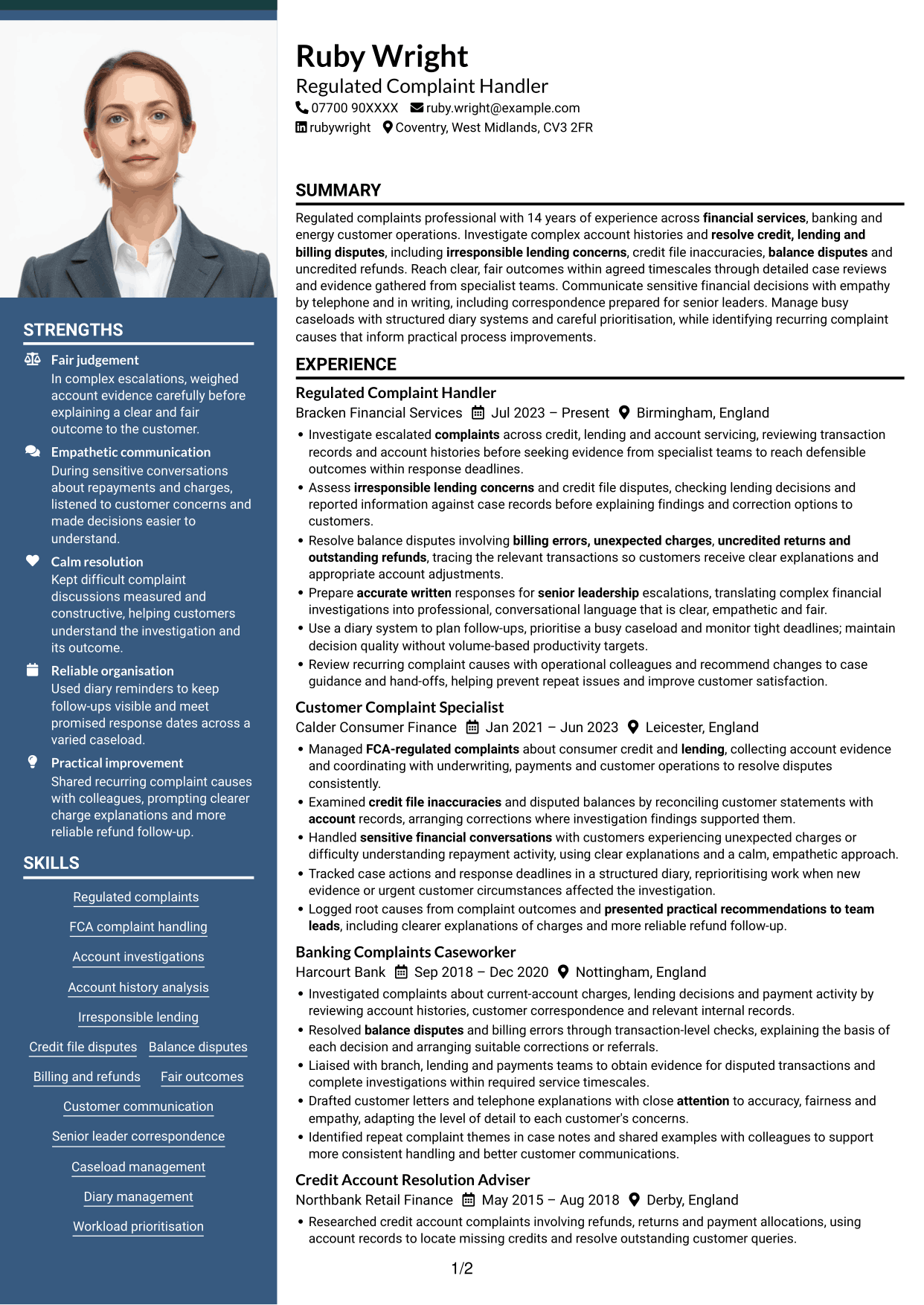 CV example — page 1