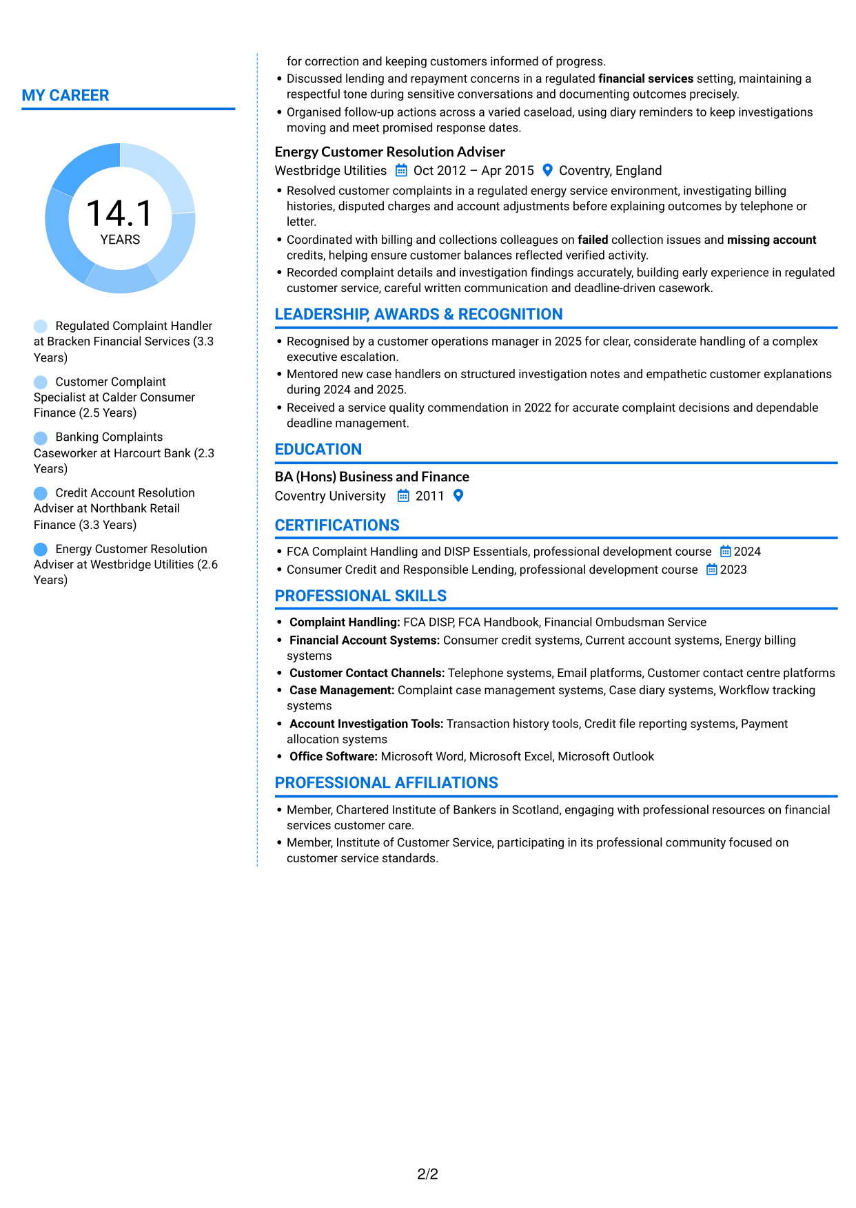 CV example — page 2