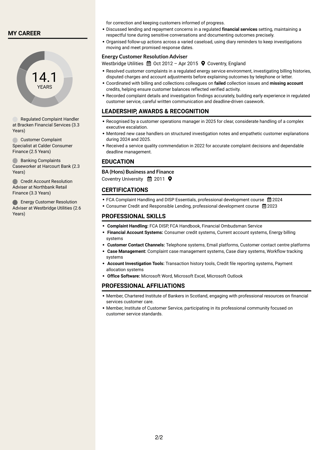 CV example — page 2