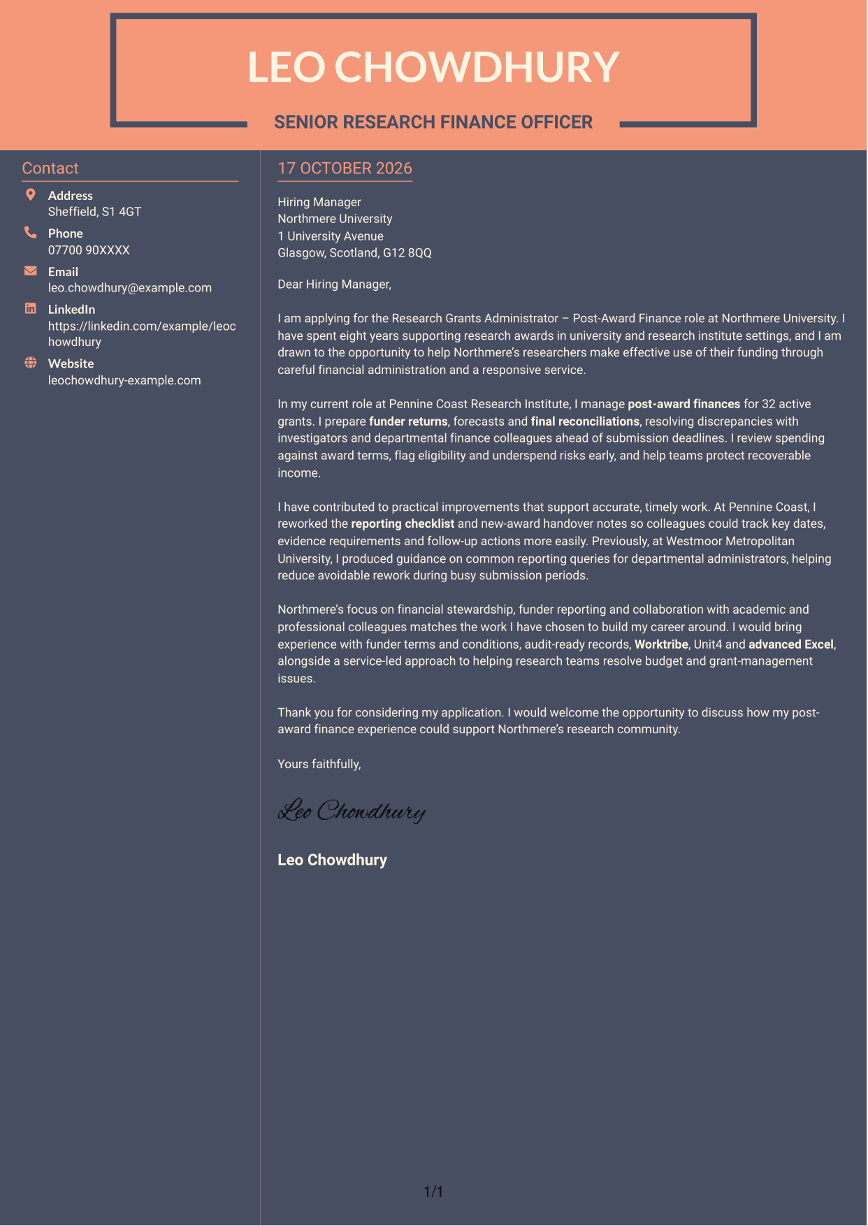 Cover letter example — page 1