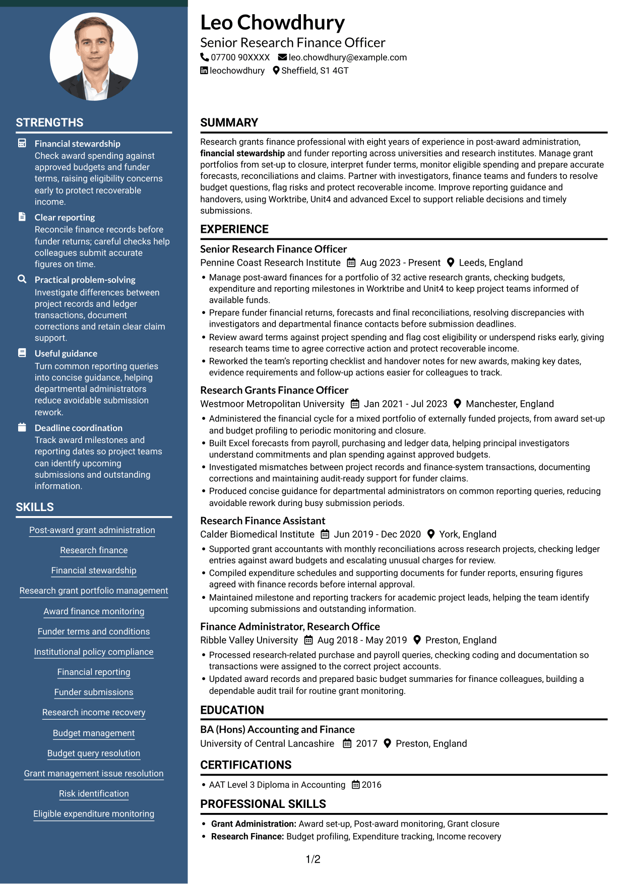 CV example — page 1