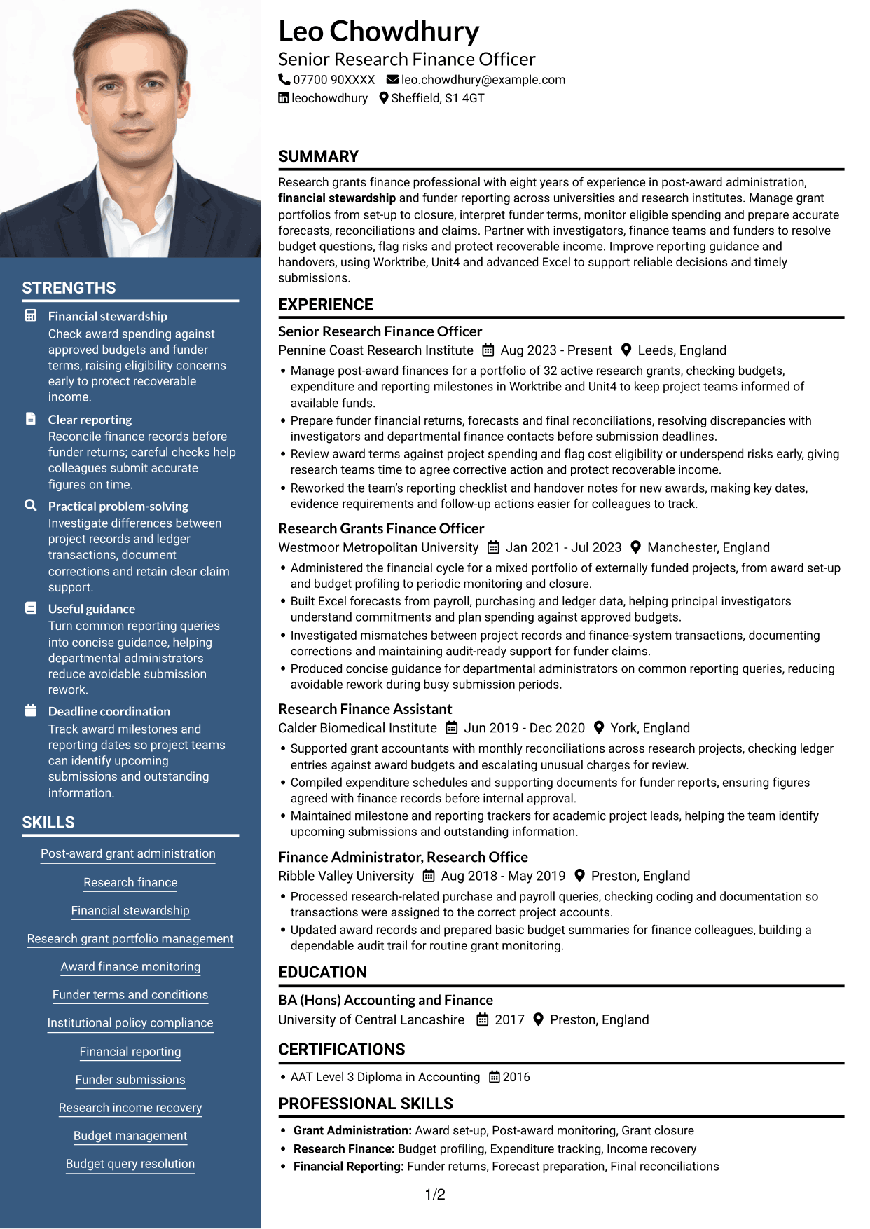CV example — page 1
