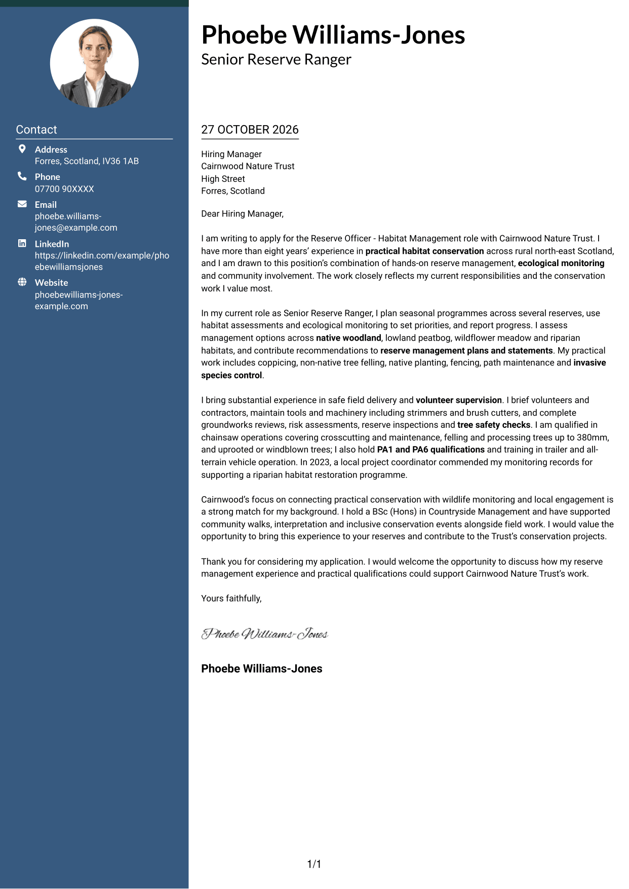 Cover letter example — page 1