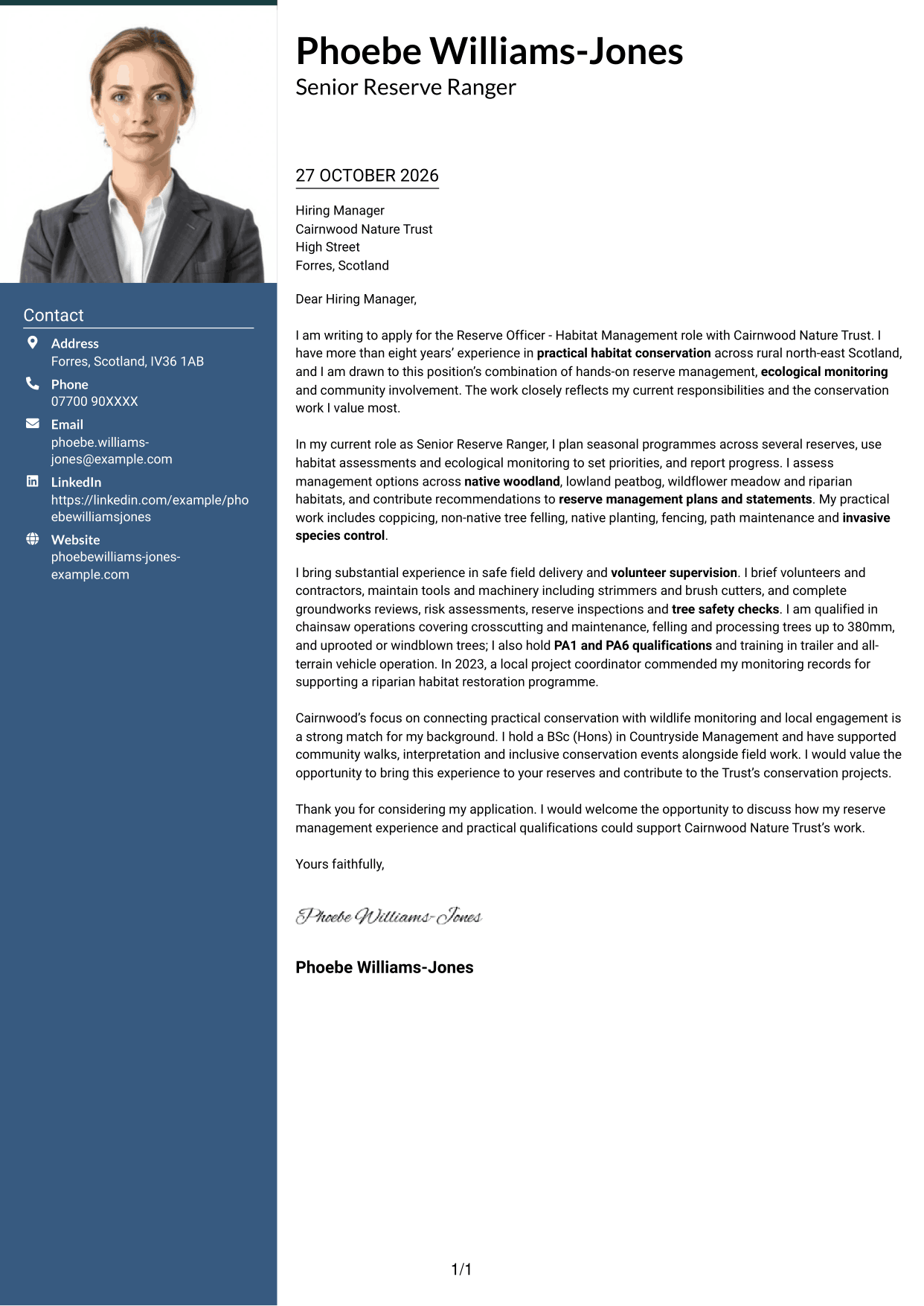 Cover letter example — page 1