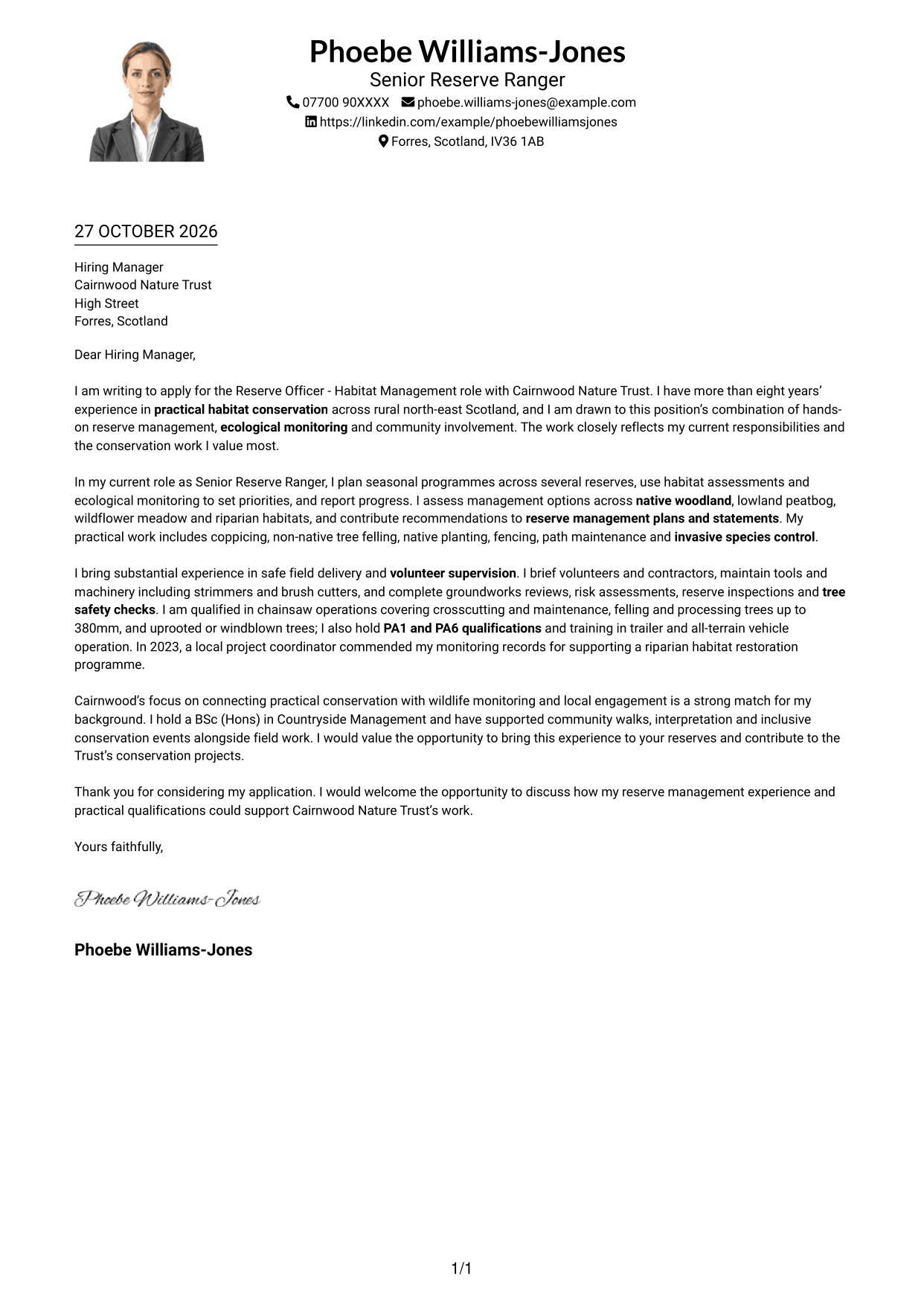 Cover letter example — page 1