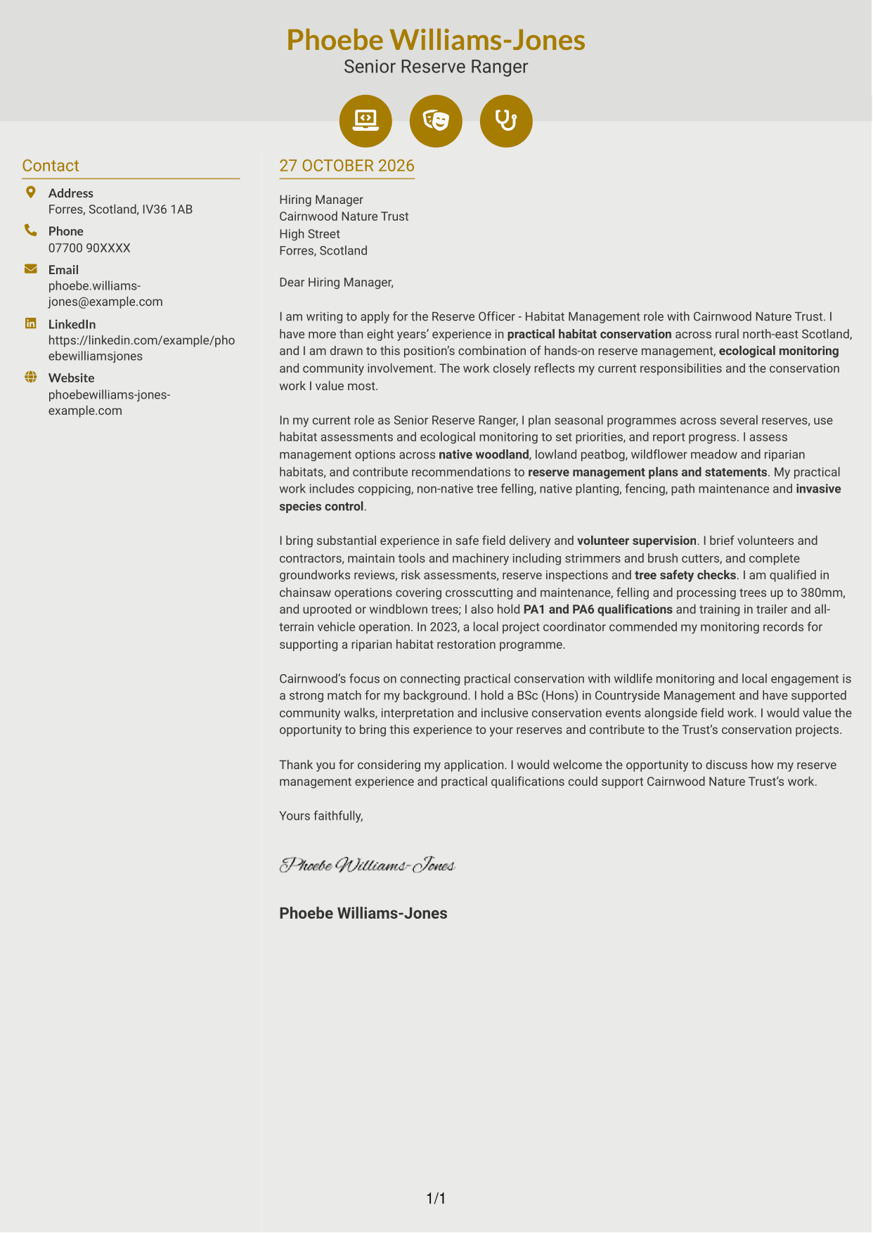 Cover letter example — page 1