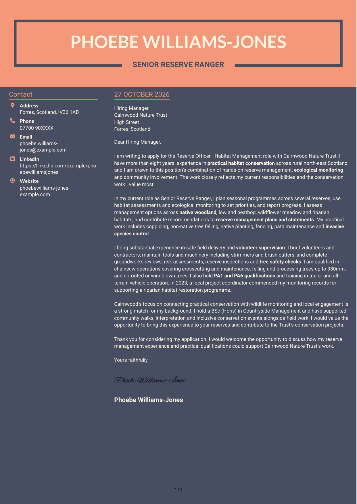 Cover letter example — page 1