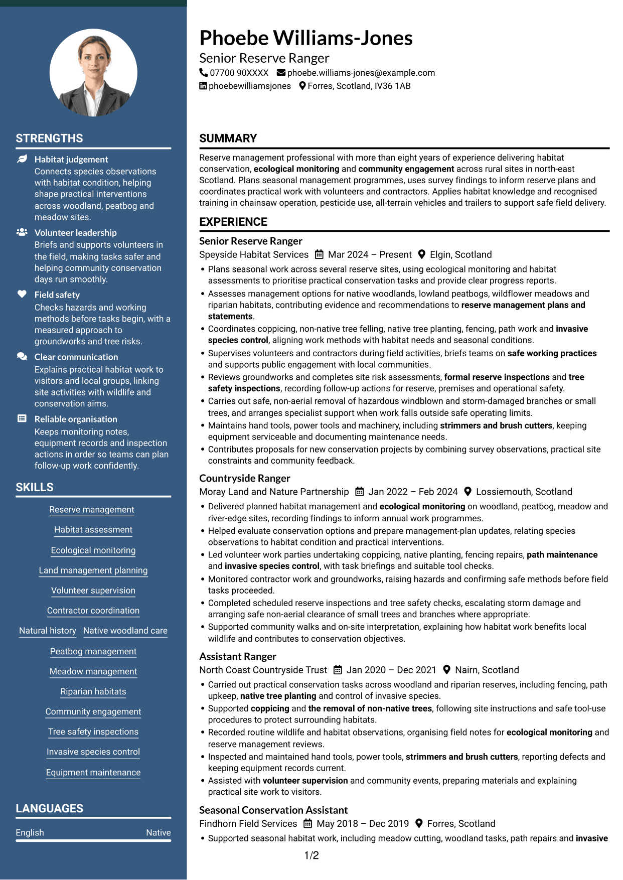 CV example — page 1