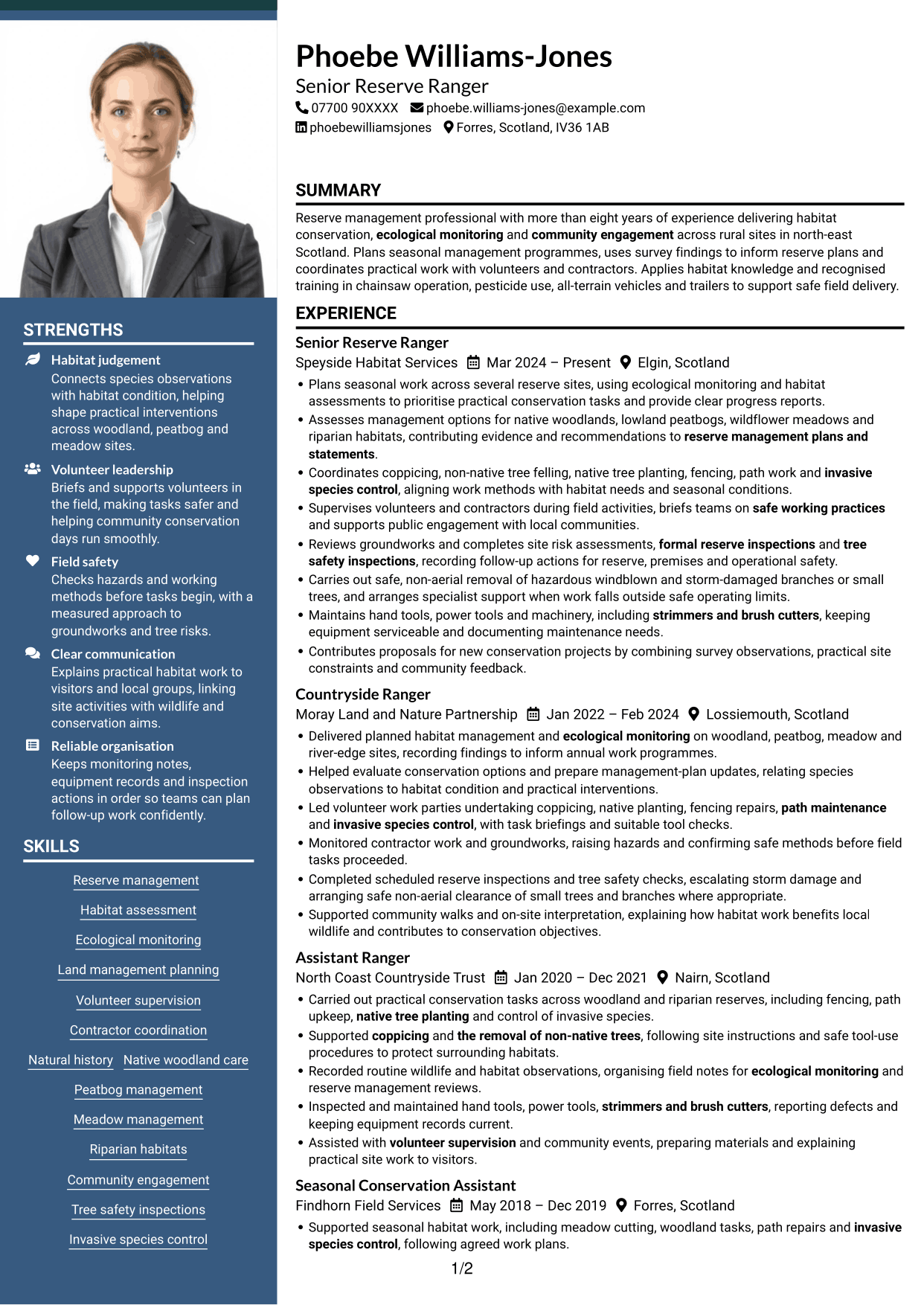 CV example — page 1