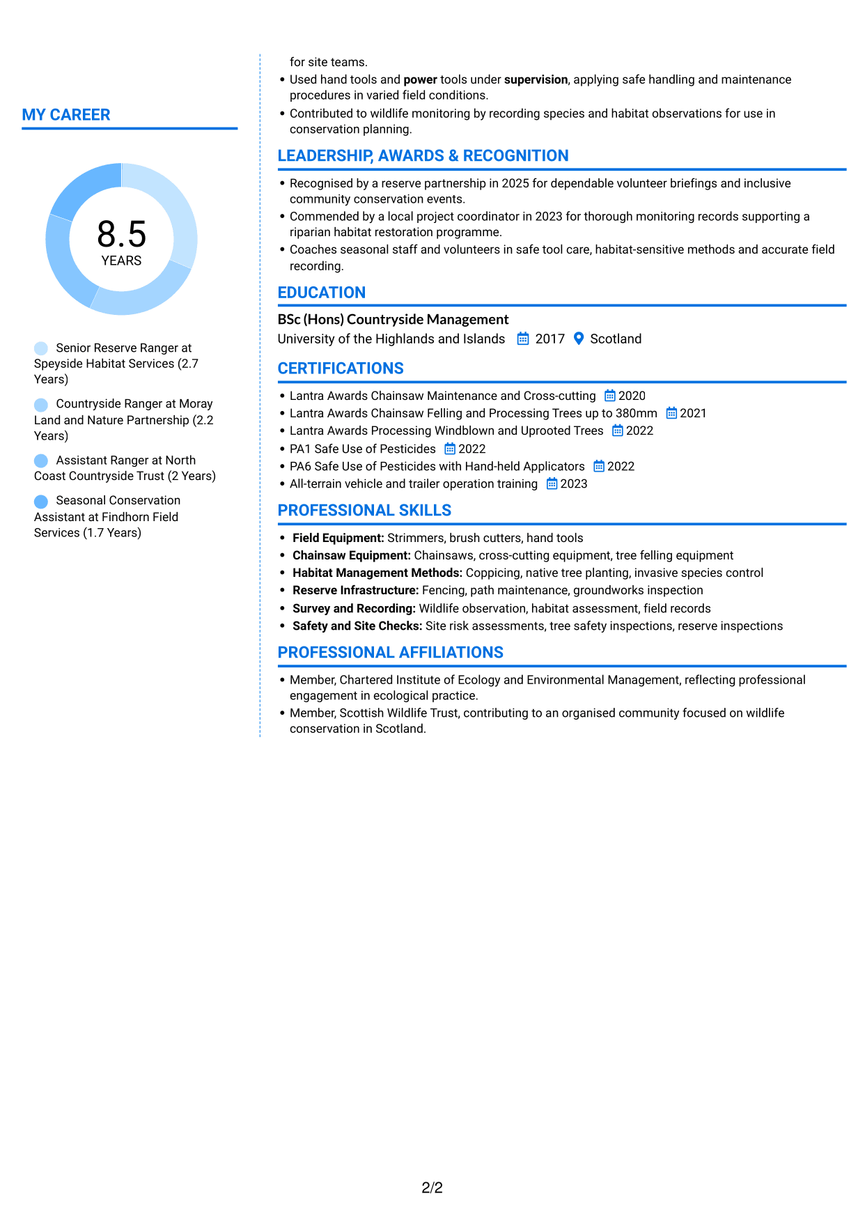 CV example — page 2