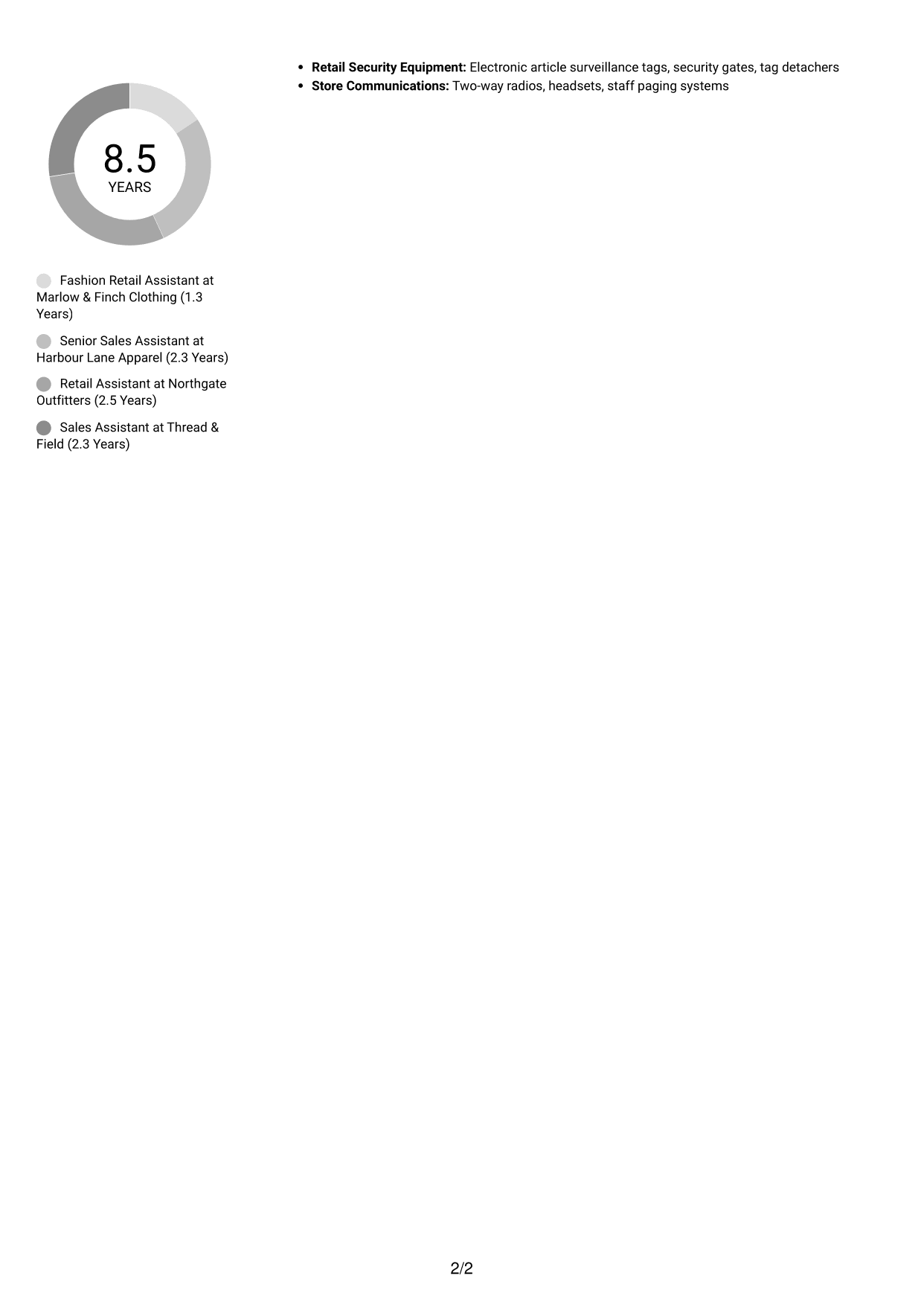 CV example — page 2