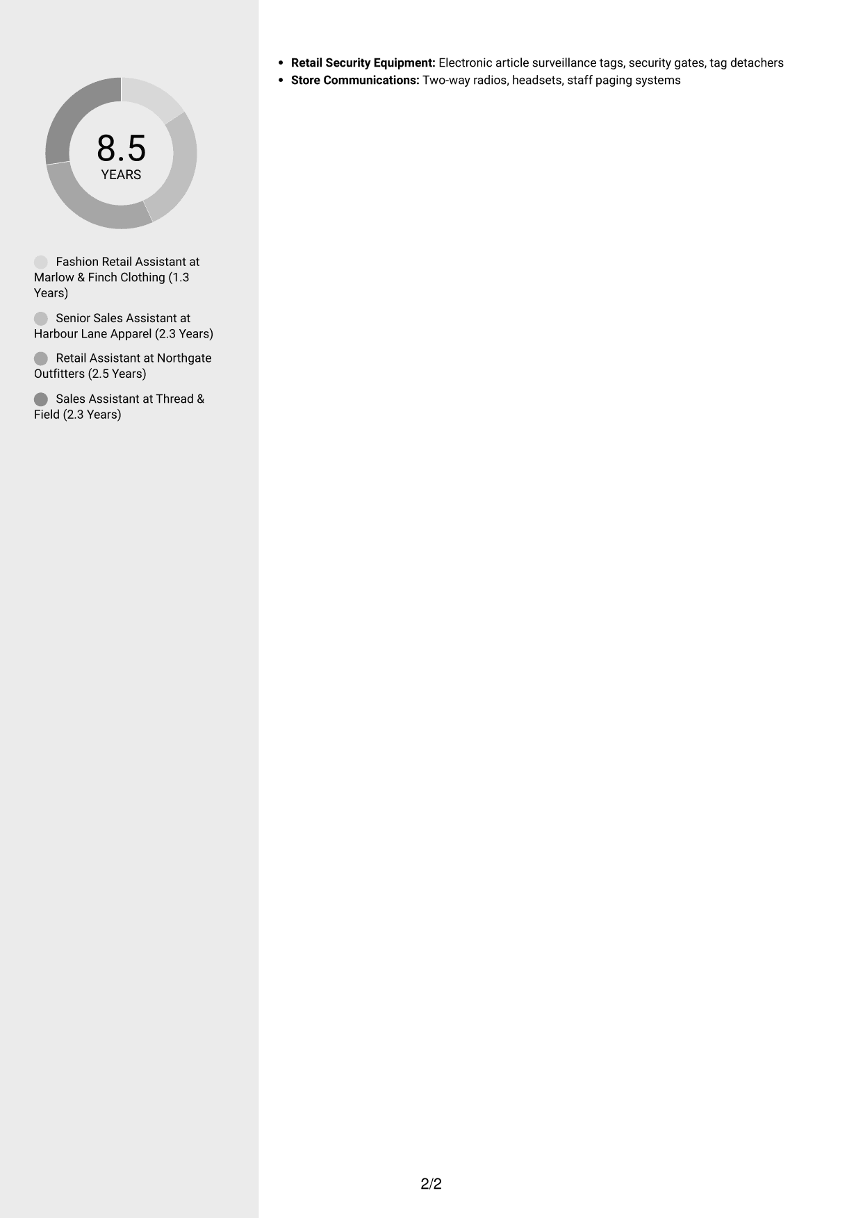 CV example — page 2