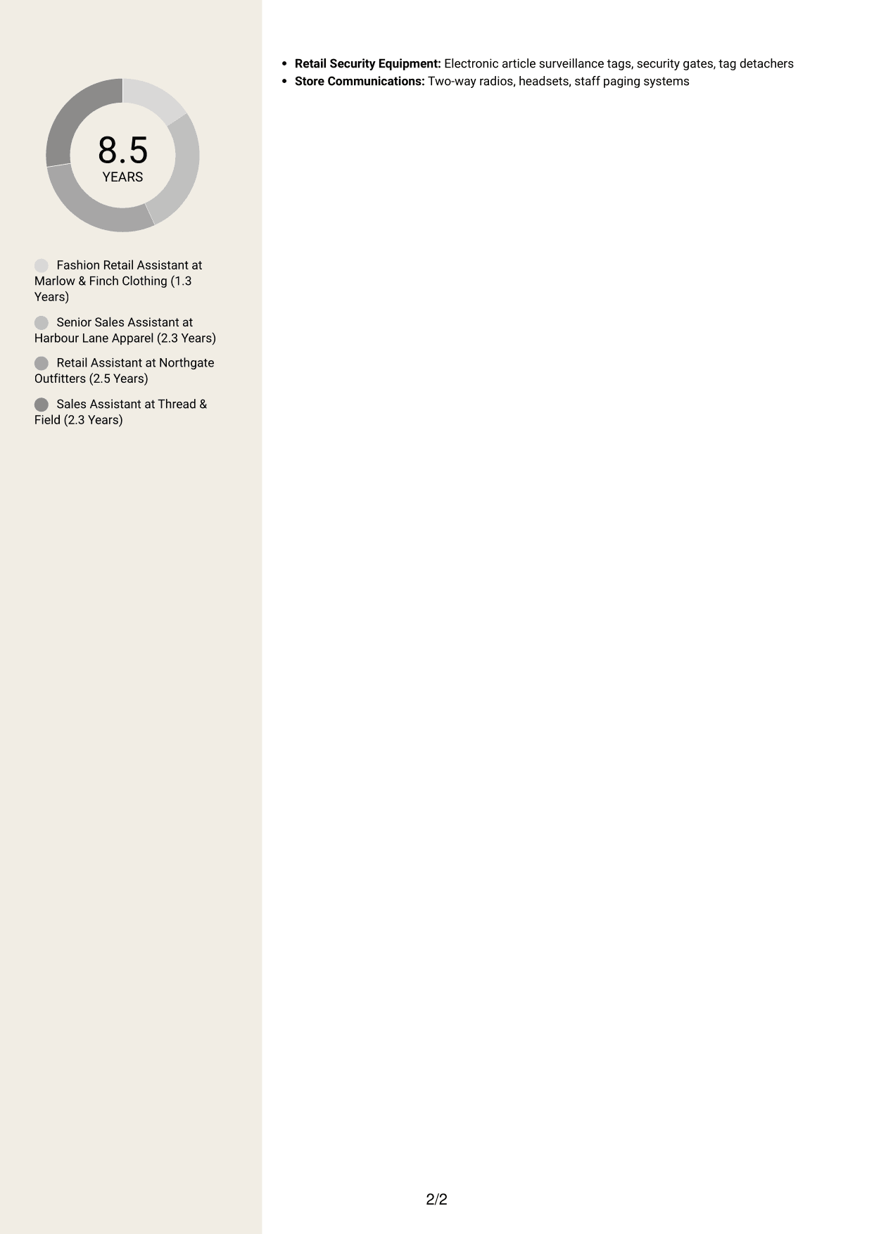 CV example — page 2