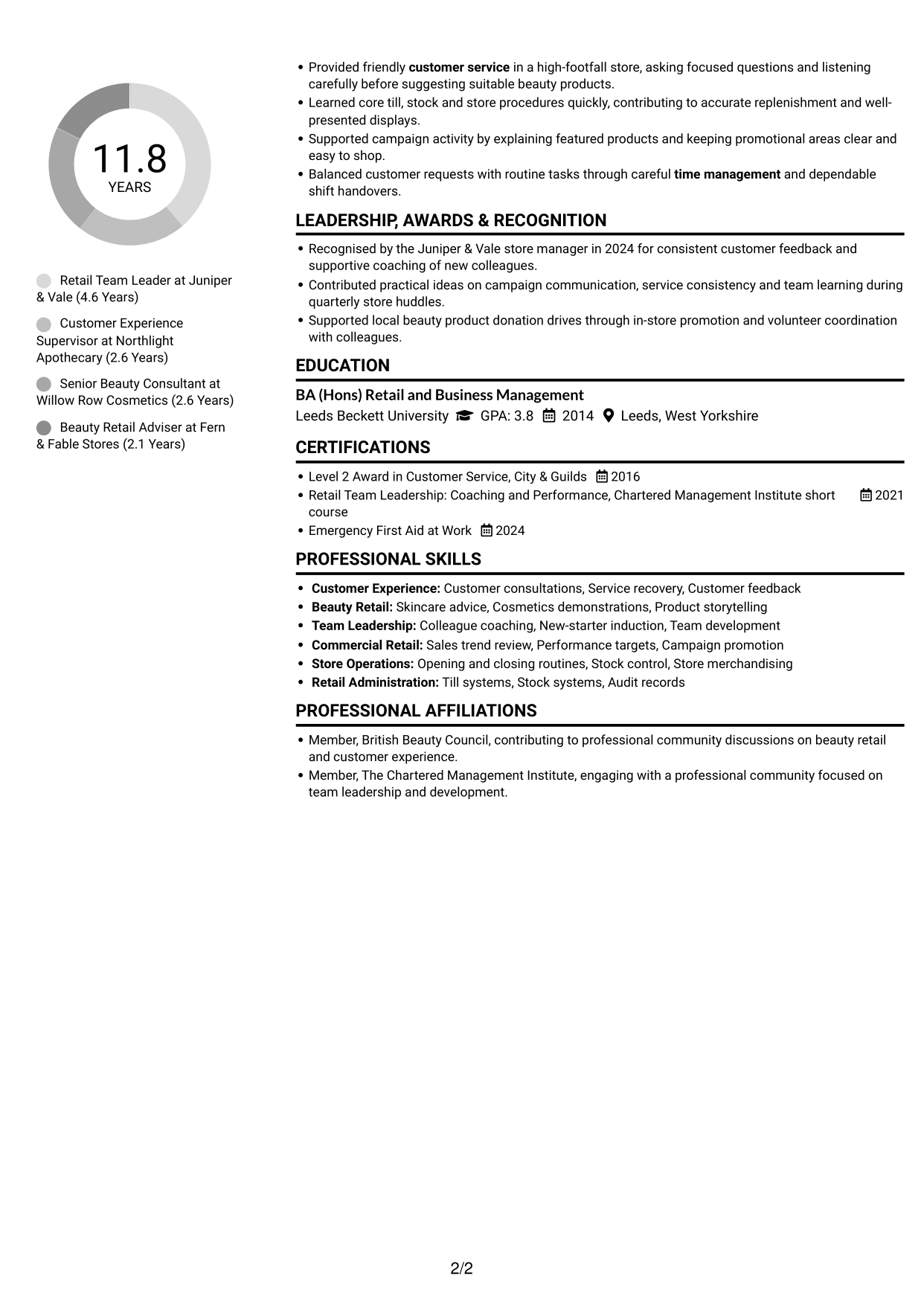 CV example — page 2