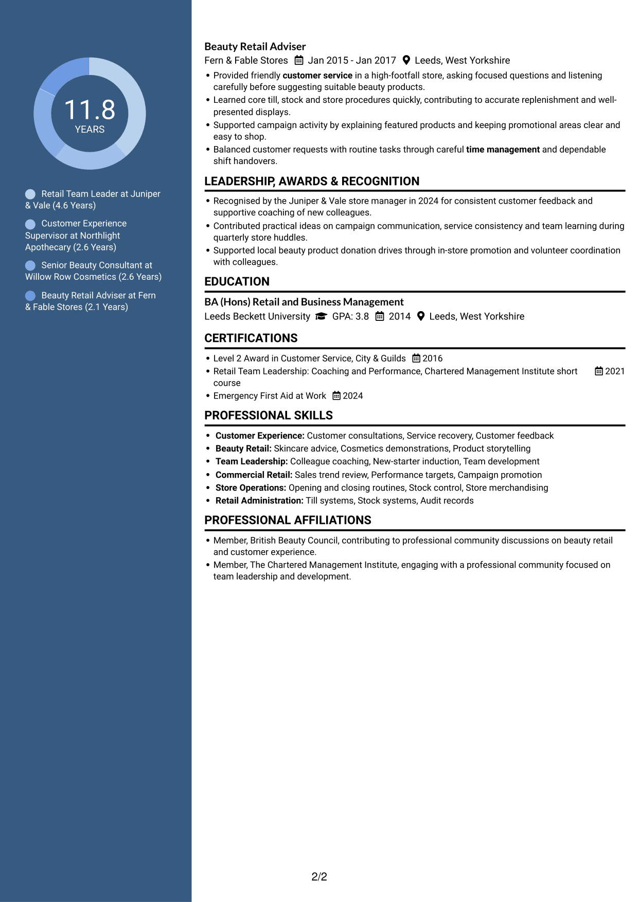CV example — page 2